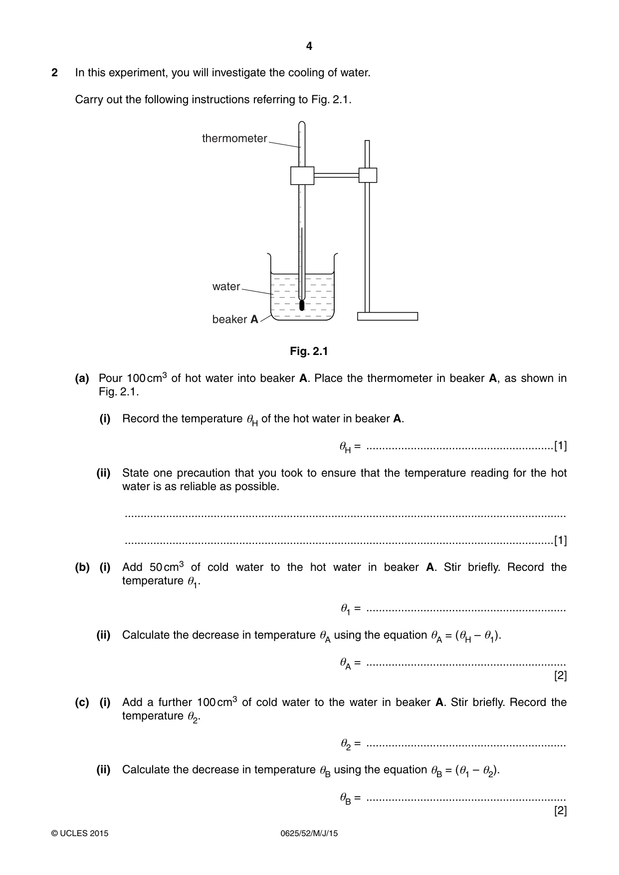 Cambridge IGCSE Physics 0625 2015 May/June Paper 5 · Variant 2 question paper, page 4 of 12