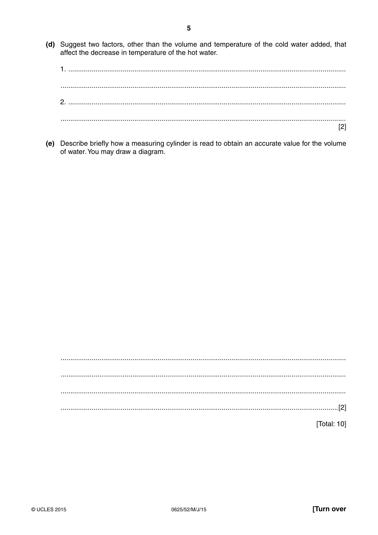 Cambridge IGCSE Physics 0625 2015 May/June Paper 5 · Variant 2 question paper, page 5 of 12