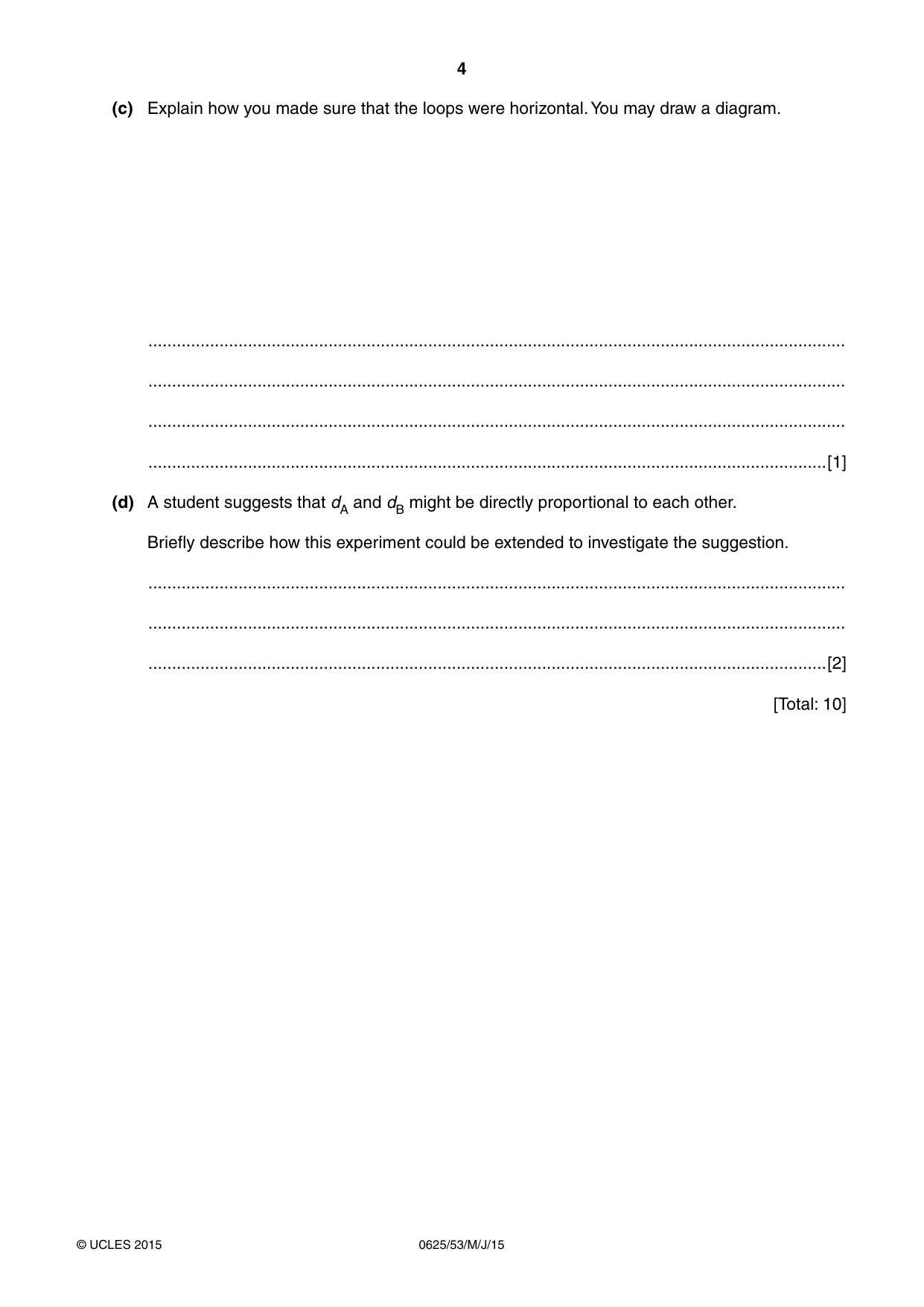 Cambridge IGCSE Physics 0625 2015 May/June Paper 5 · Variant 3 question paper, page 4 of 12