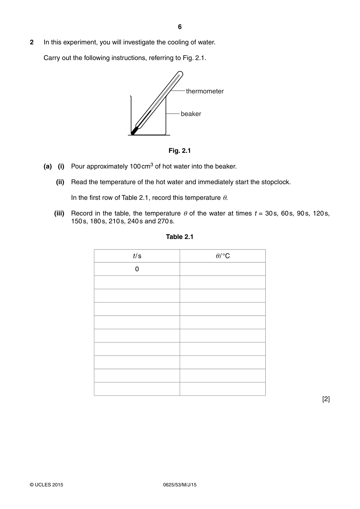 Cambridge IGCSE Physics 0625 2015 May/June Paper 5 · Variant 3 question paper, page 6 of 12