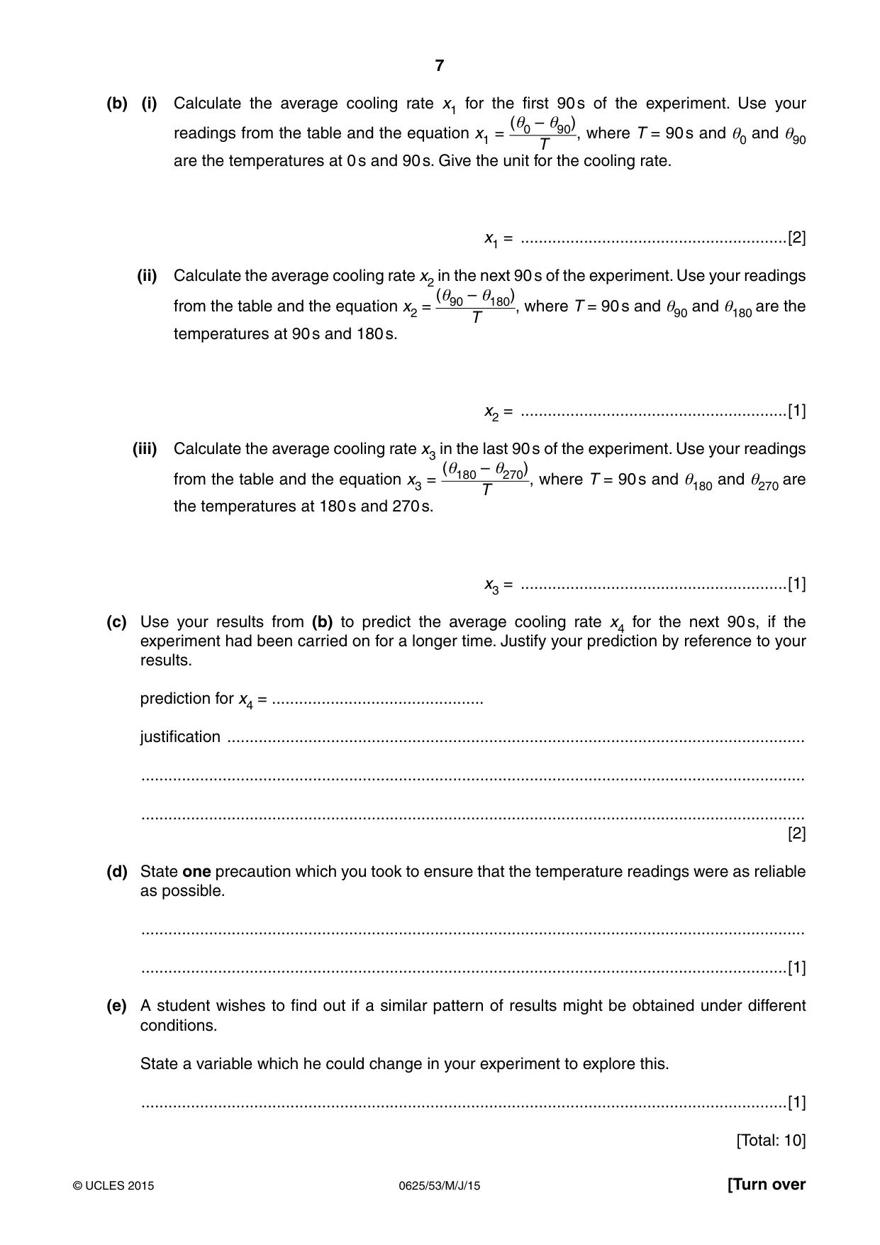 Cambridge IGCSE Physics 0625 2015 May/June Paper 5 · Variant 3 question paper, page 7 of 12