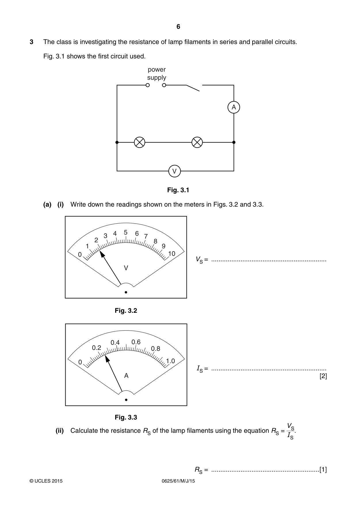 Cambridge IGCSE Physics 0625 2015 May/June Paper 6 · Variant 1 question paper, page 6 of 16