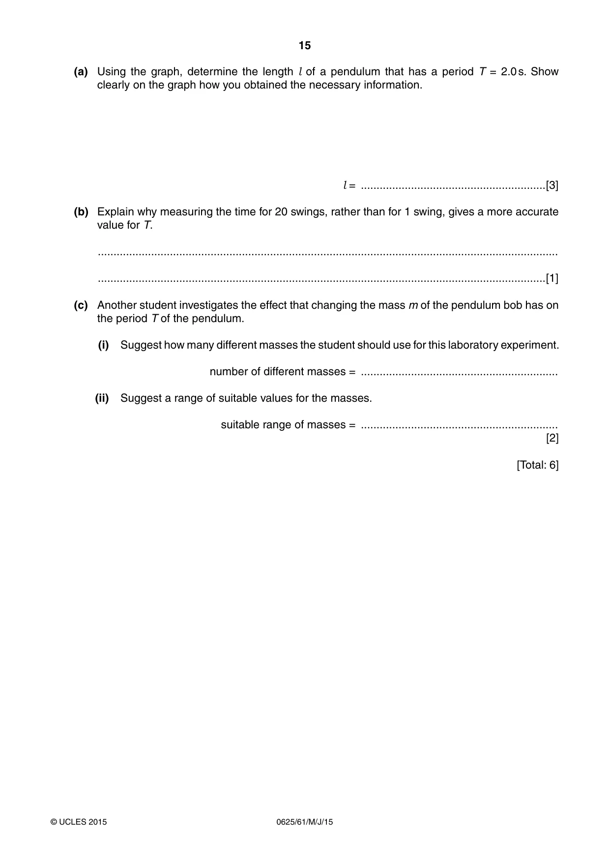 Cambridge IGCSE Physics 0625 2015 May/June Paper 6 · Variant 1 question paper, page 15 of 16