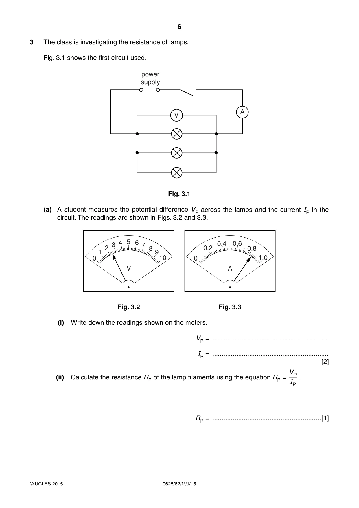 Cambridge IGCSE Physics 0625 2015 May/June Paper 6 · Variant 2 question paper, page 6 of 12