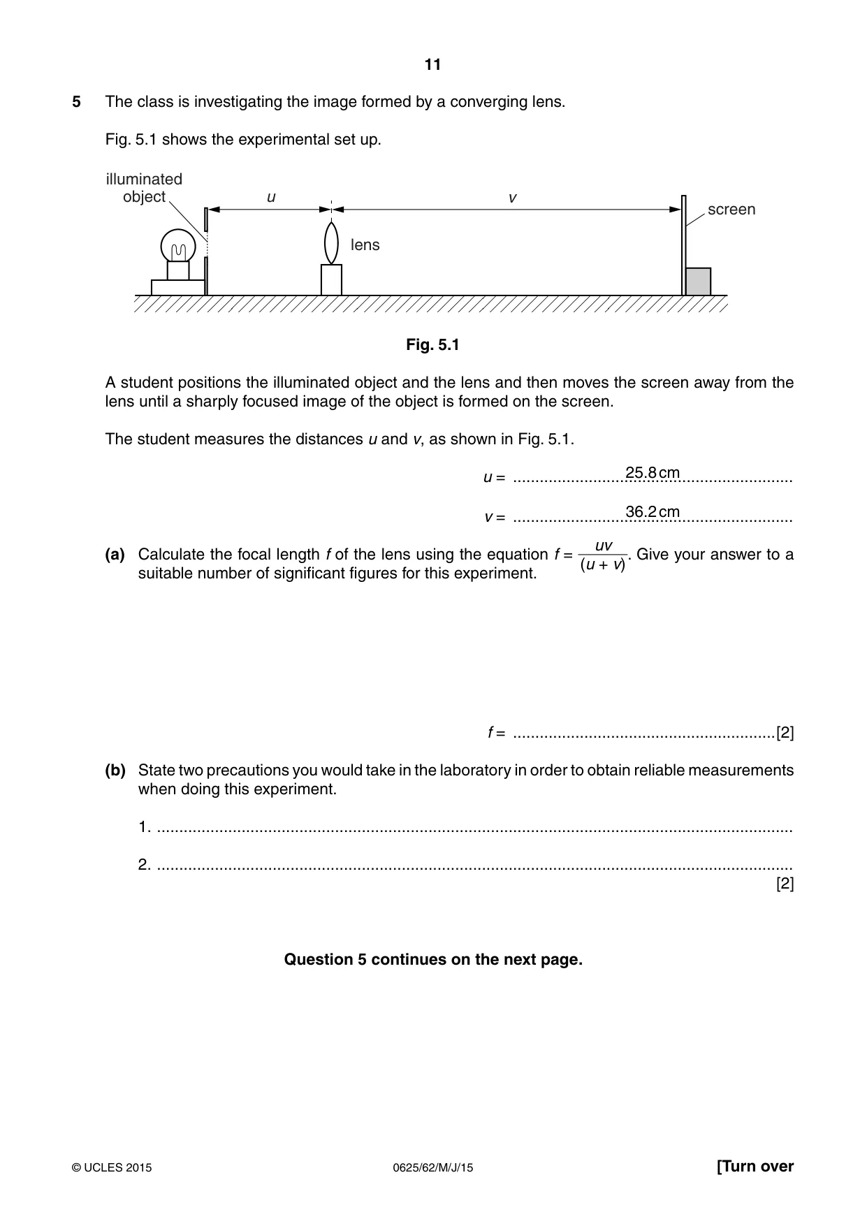 Cambridge IGCSE Physics 0625 2015 May/June Paper 6 · Variant 2 question paper, page 11 of 12