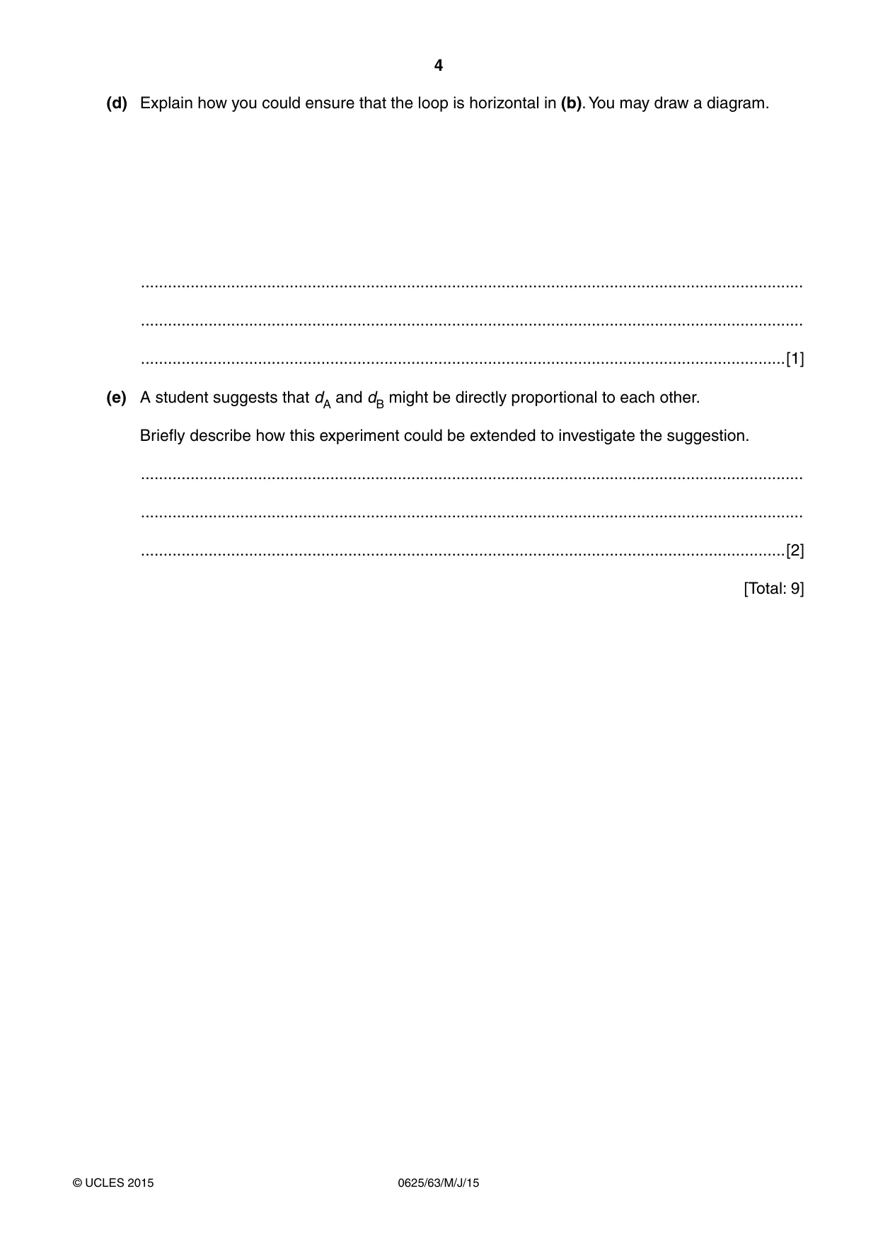 Cambridge IGCSE Physics 0625 2015 May/June Paper 6 · Variant 3 question paper, page 4 of 16
