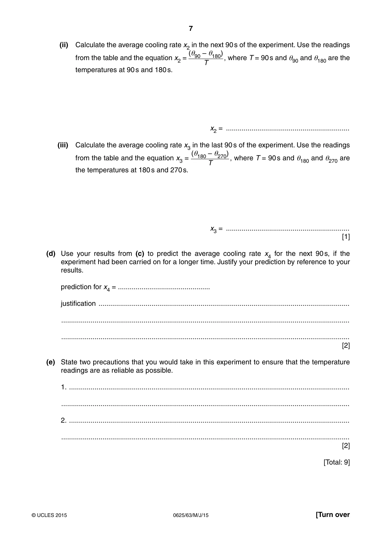 Cambridge IGCSE Physics 0625 2015 May/June Paper 6 · Variant 3 question paper, page 7 of 16