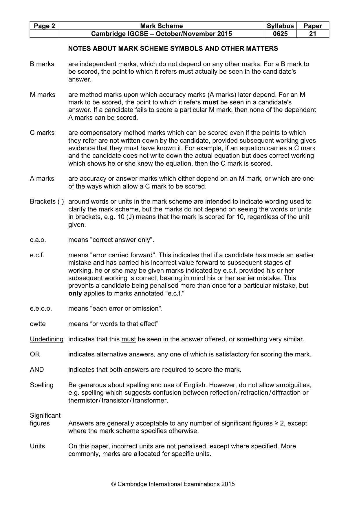 Mark scheme, page 2 of 7