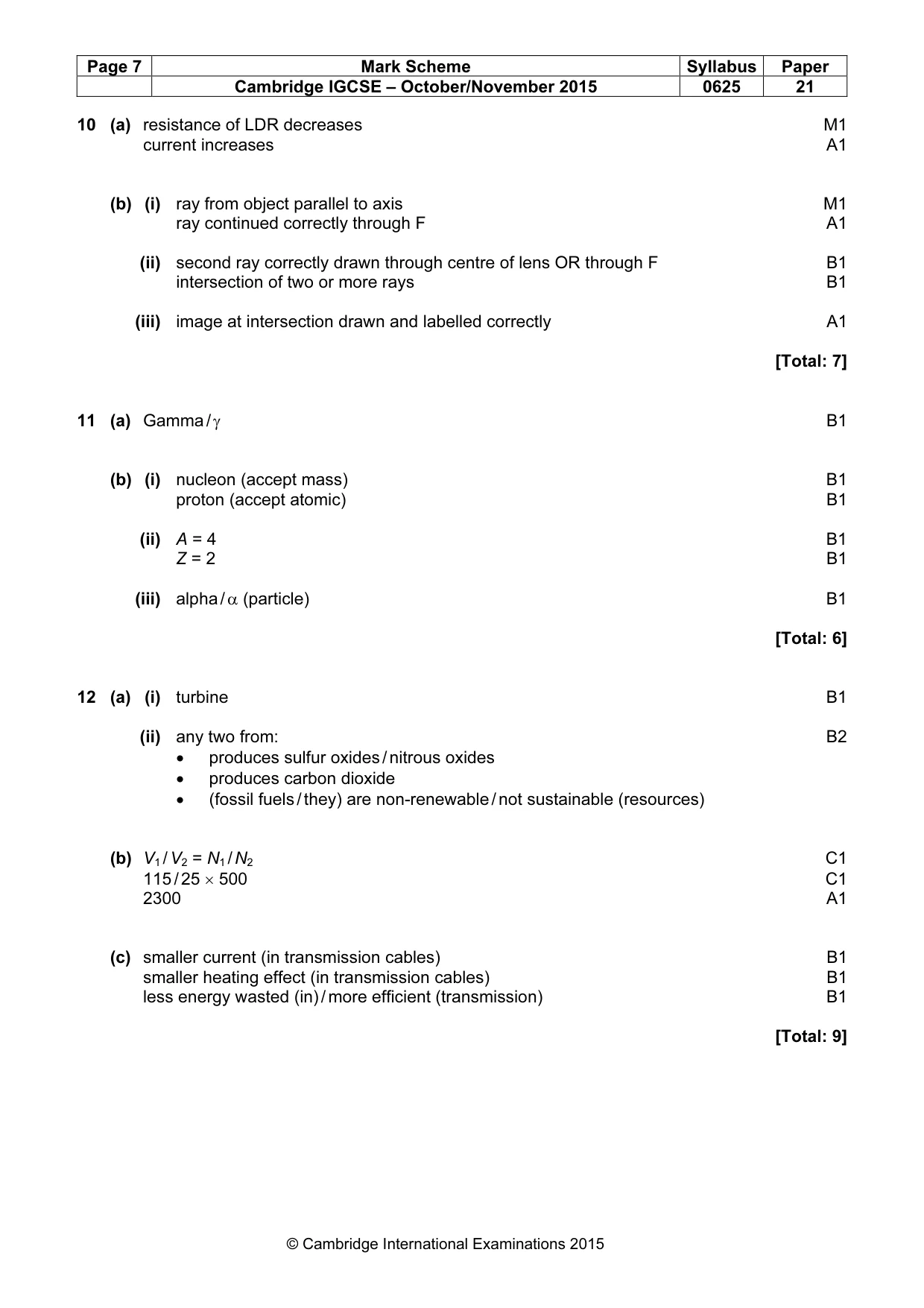 Mark scheme, page 7 of 7