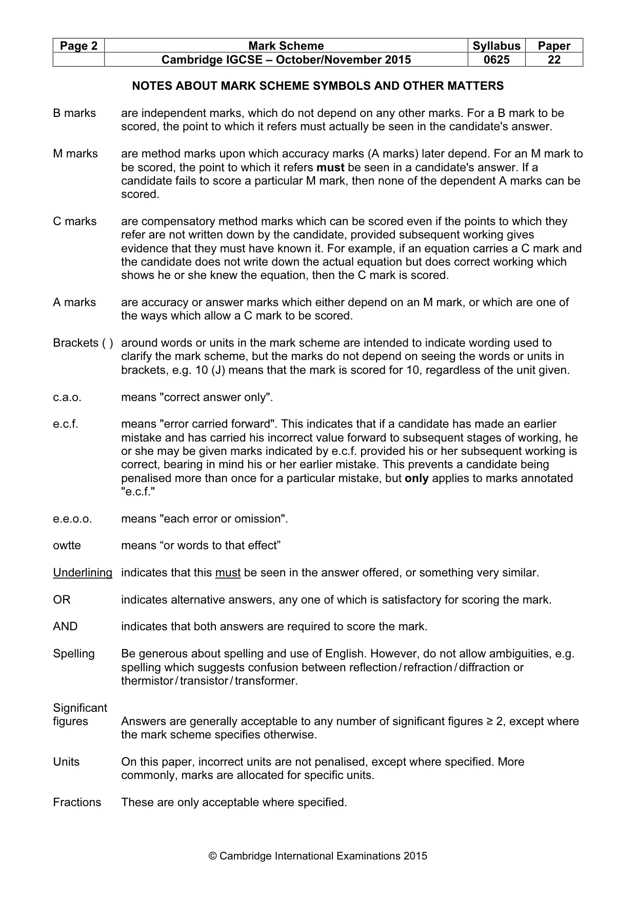 Mark scheme, page 2 of 7