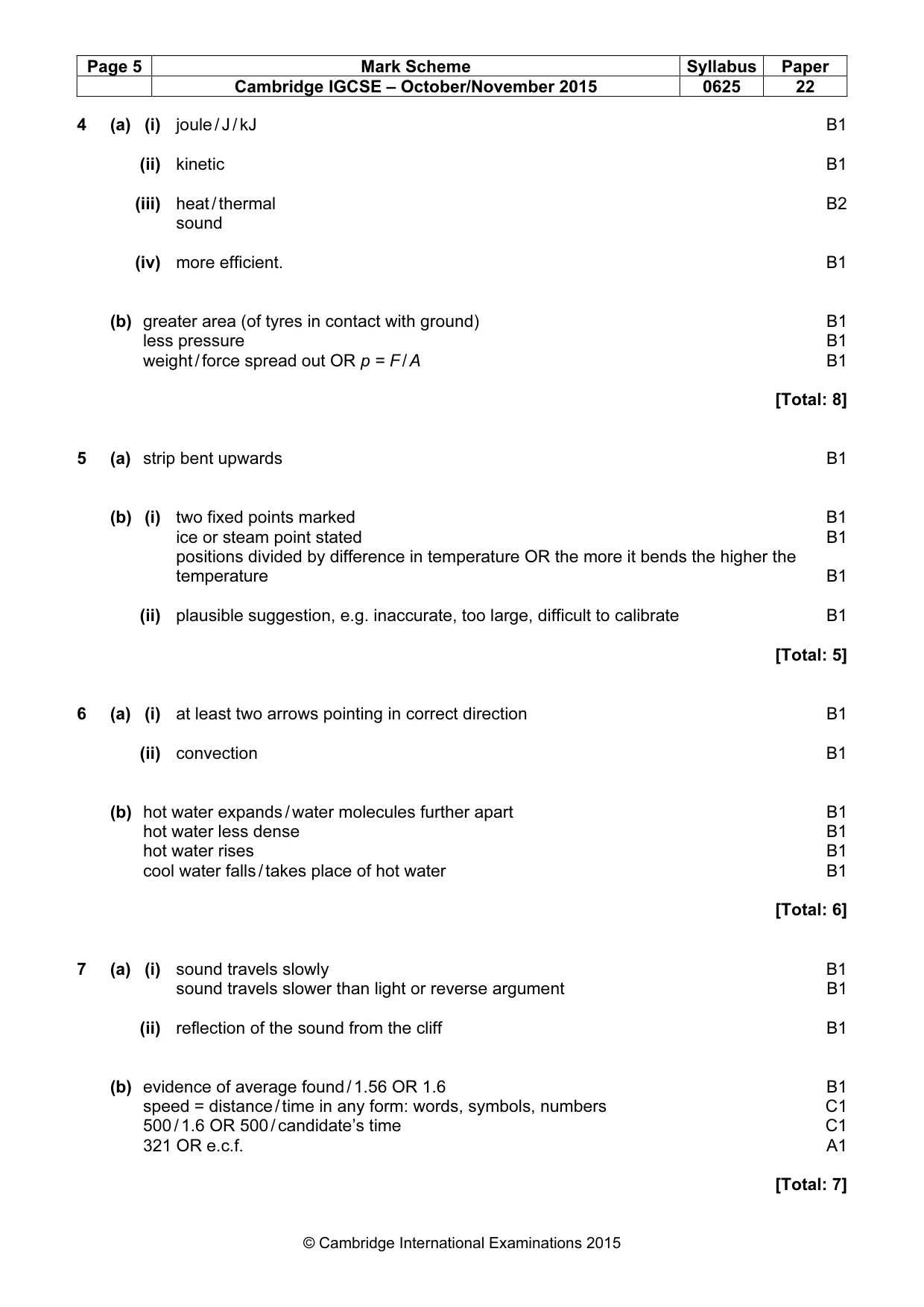 Mark scheme, page 5 of 7