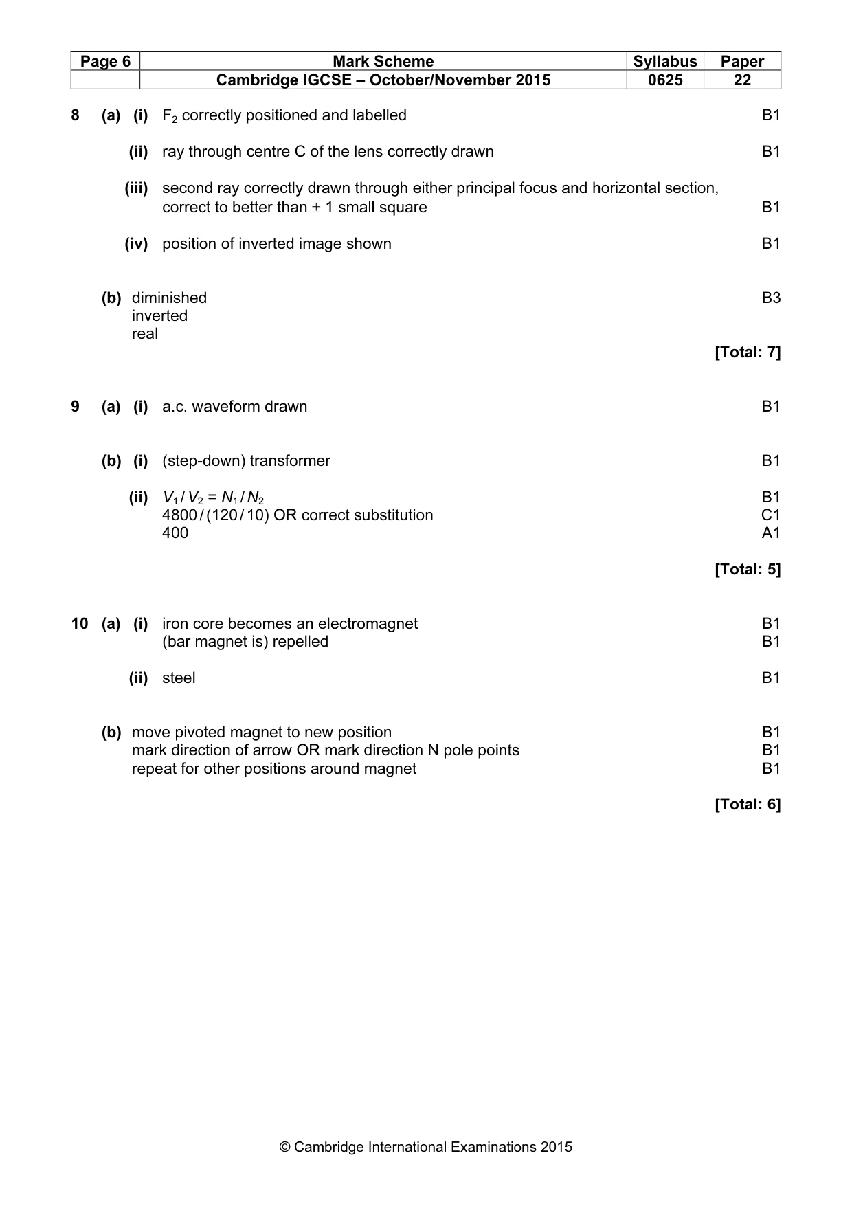 Mark scheme, page 6 of 7