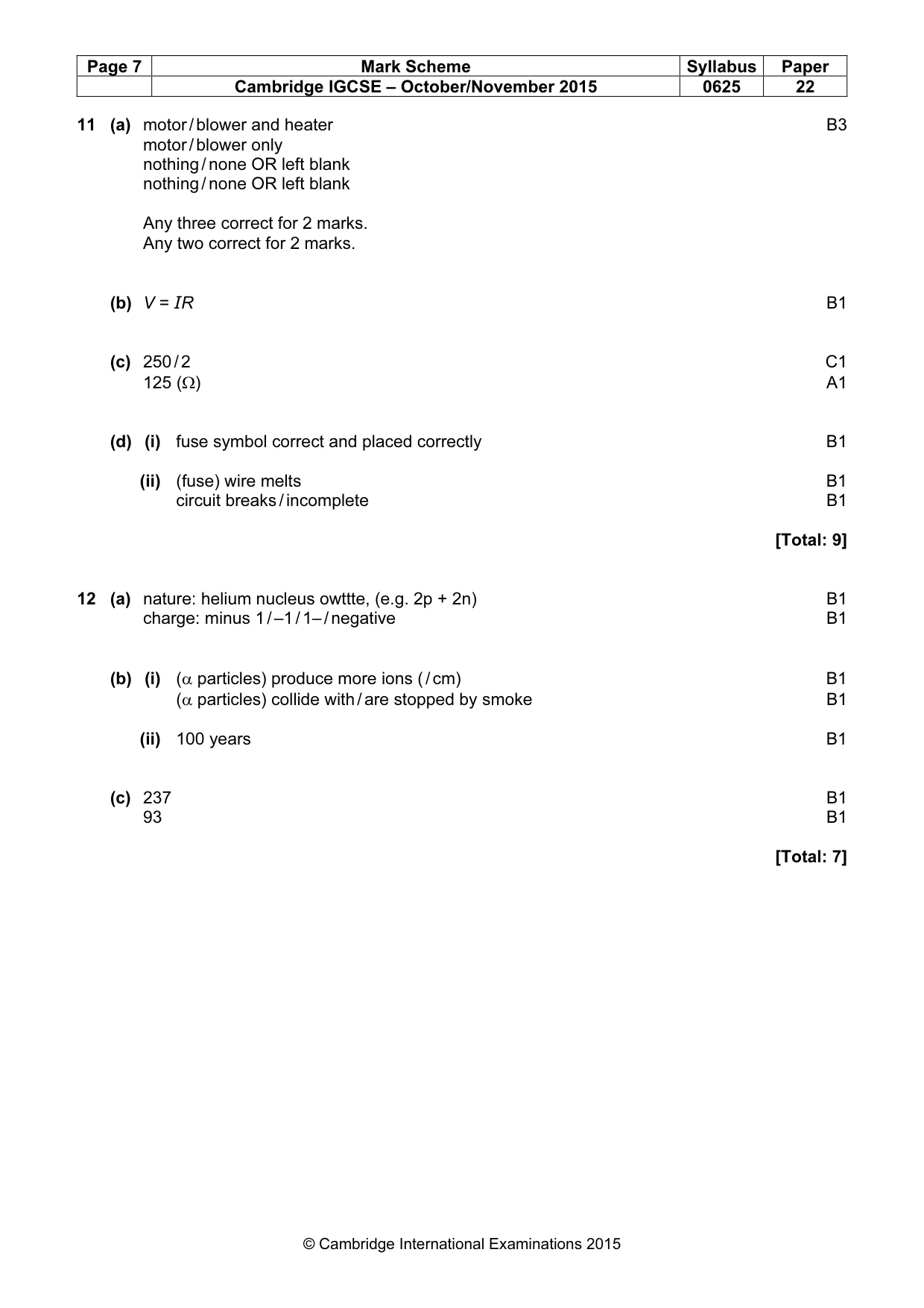 Mark scheme, page 7 of 7