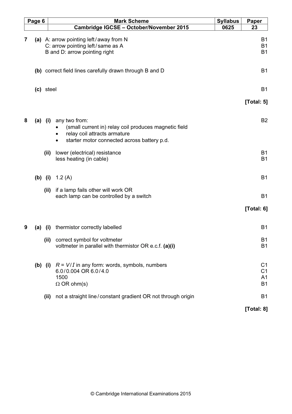 Mark scheme, page 6 of 7