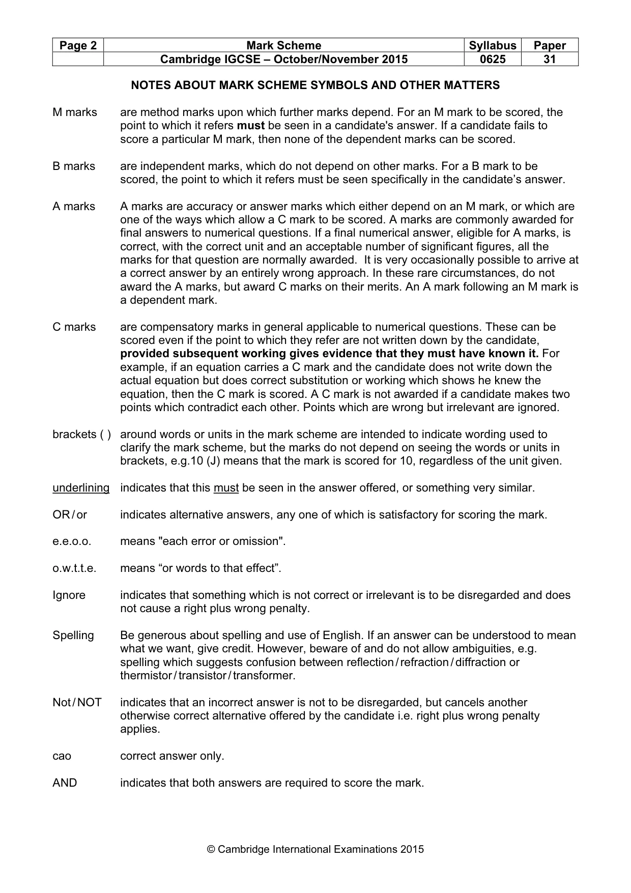 Mark scheme, page 2 of 8