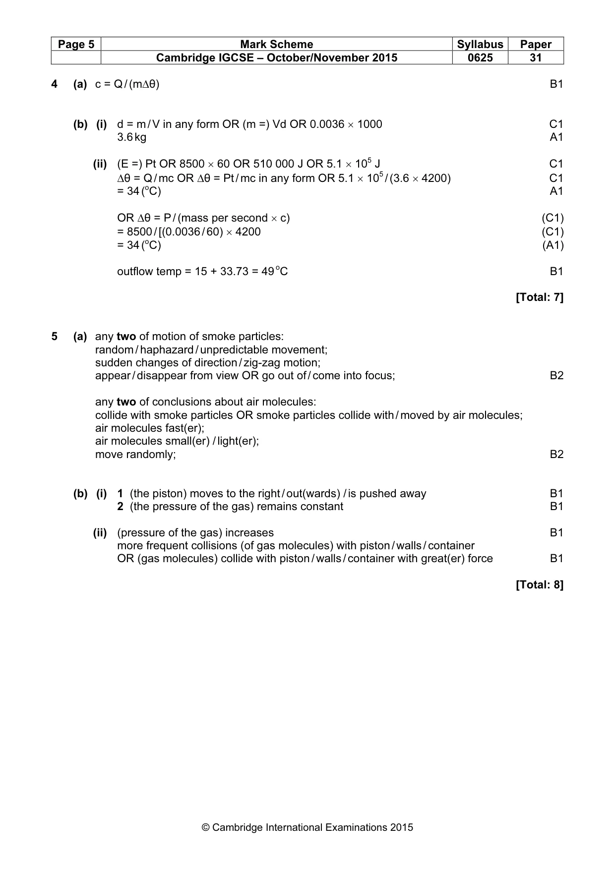 Mark scheme, page 5 of 8