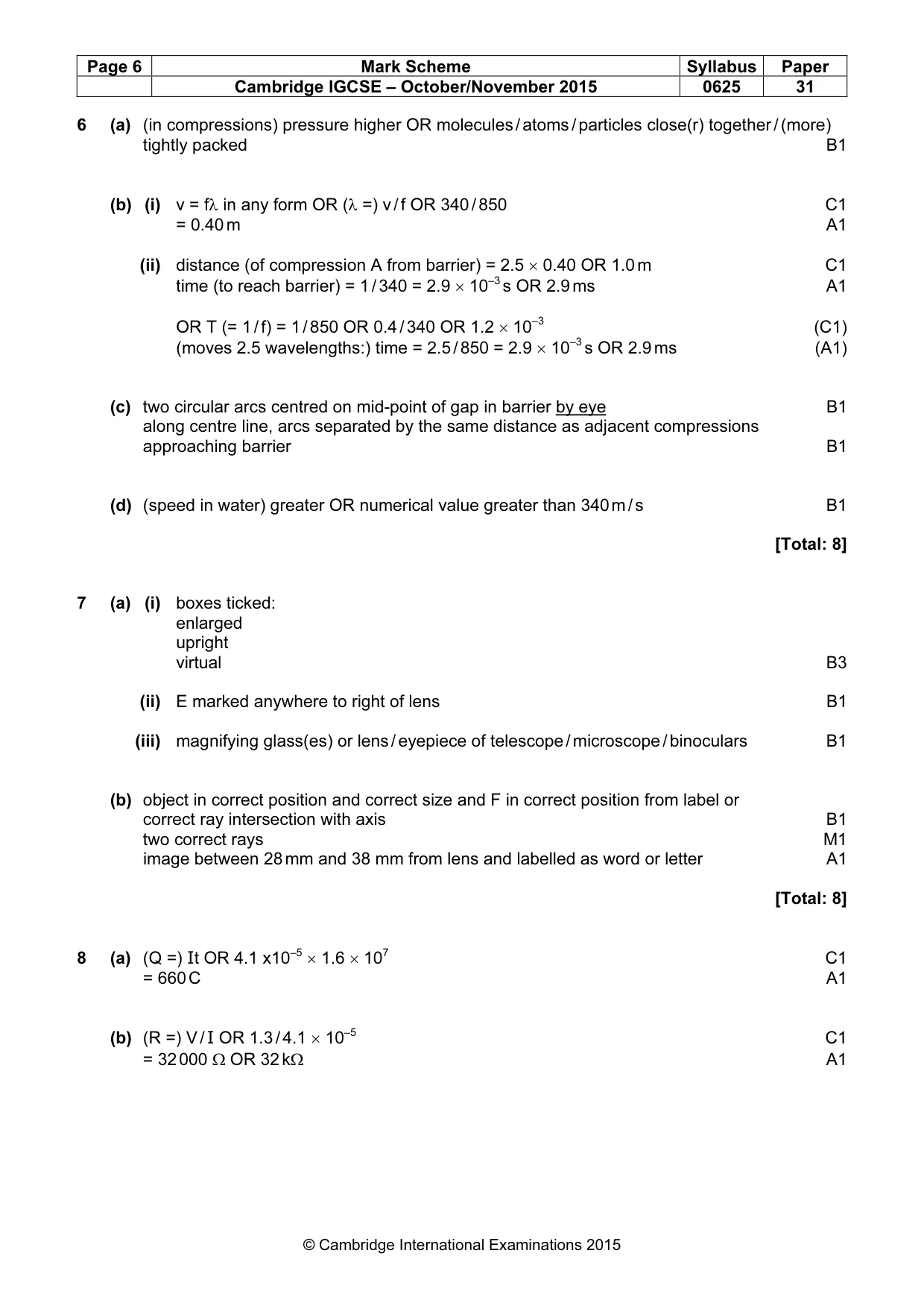 Mark scheme, page 6 of 8