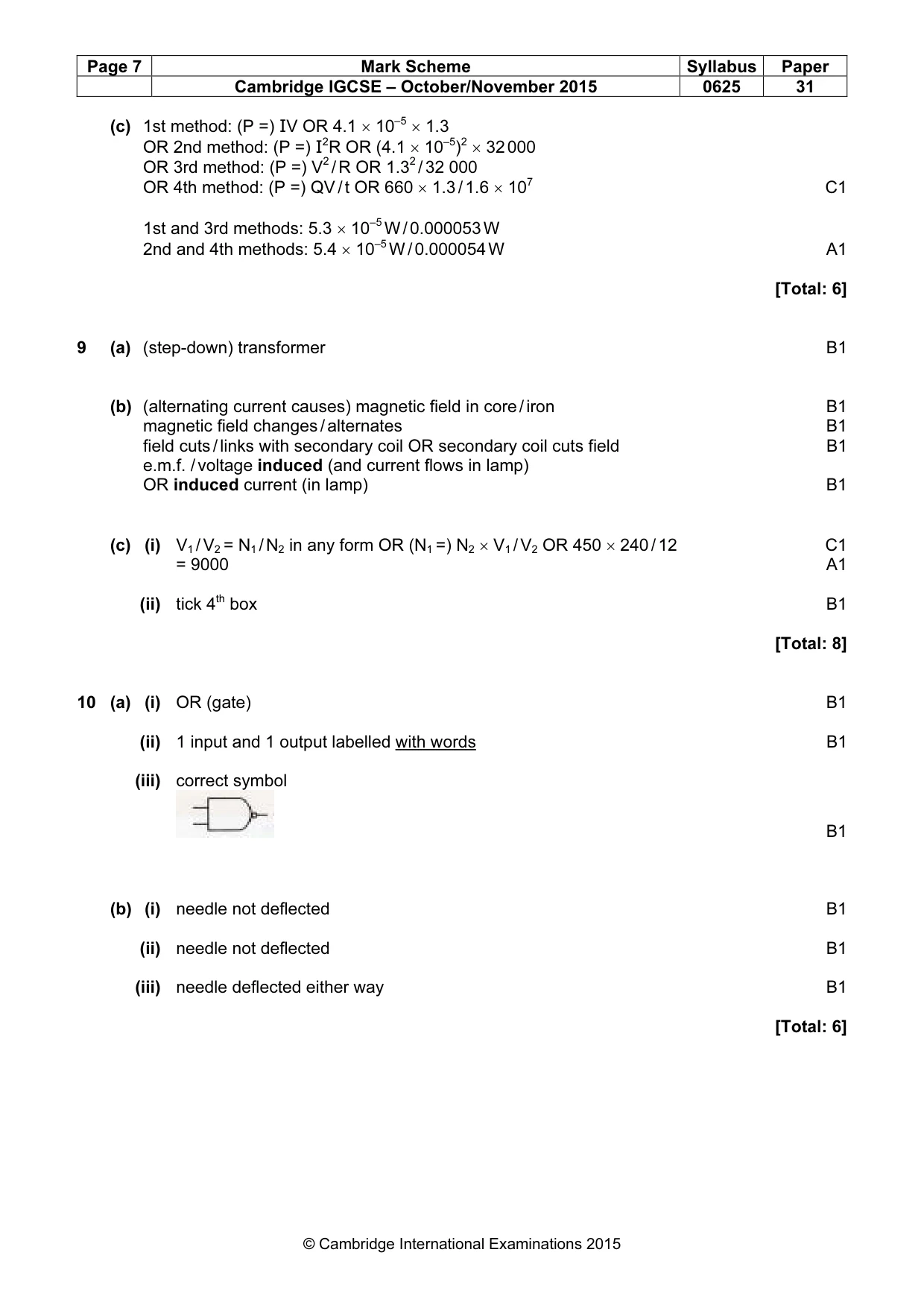 Mark scheme, page 7 of 8