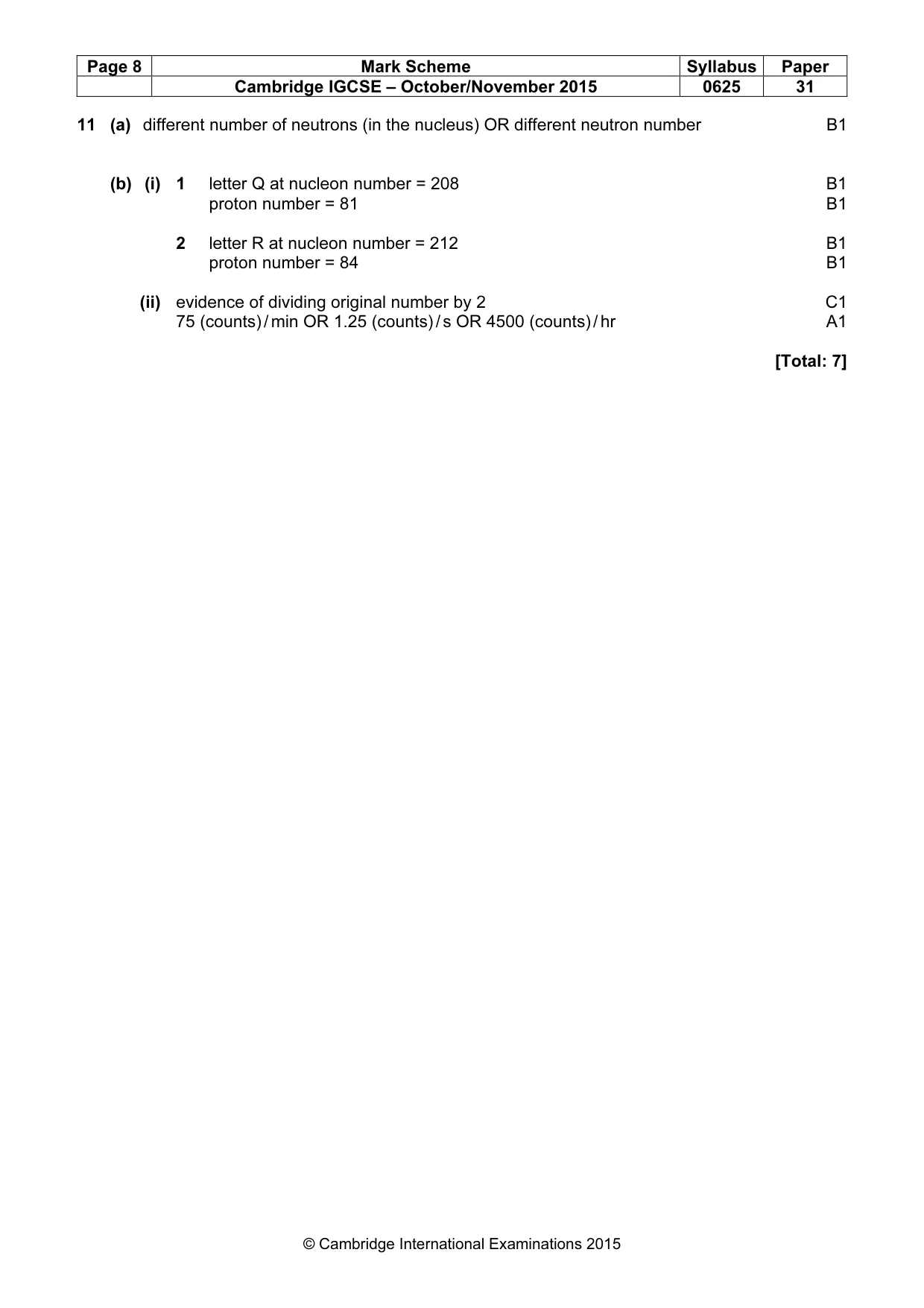 Mark scheme, page 8 of 8