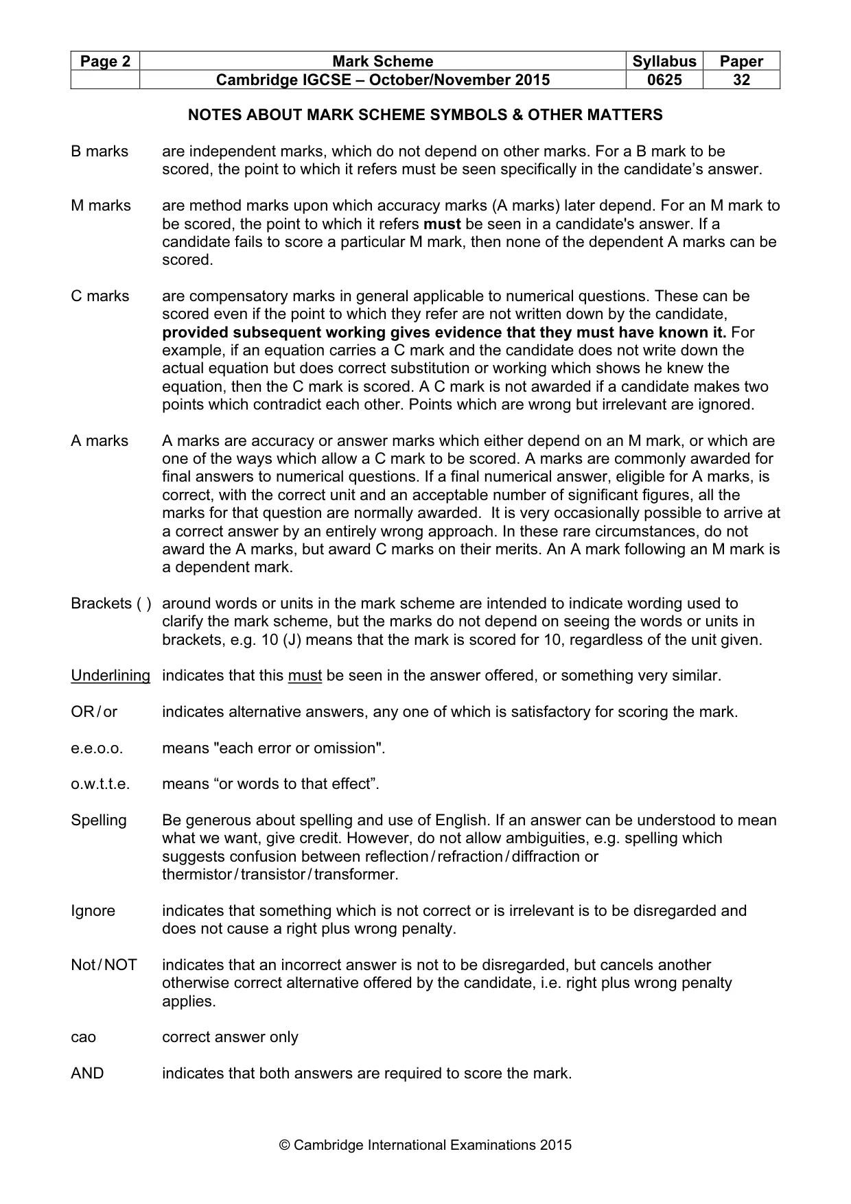 Mark scheme, page 2 of 7