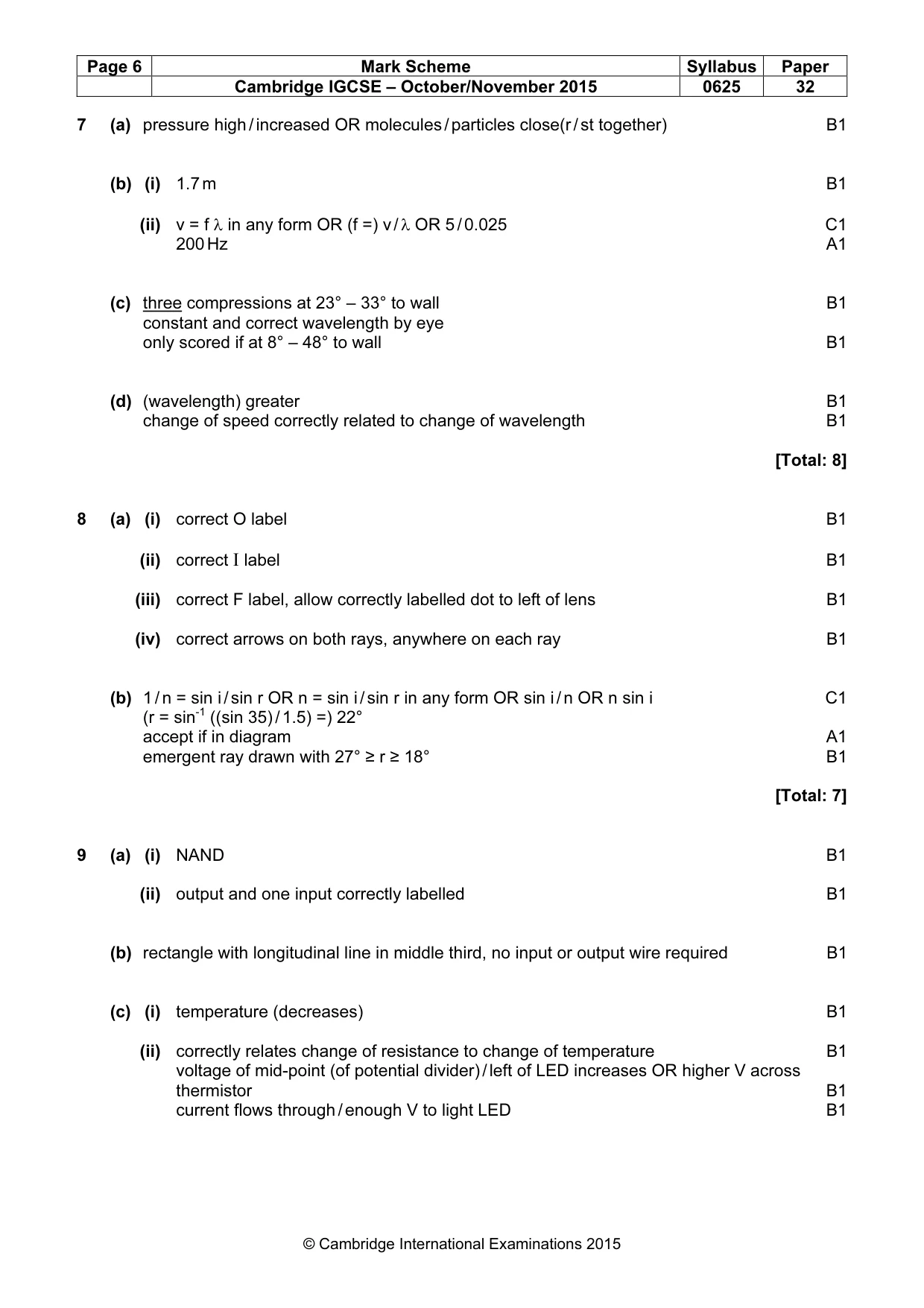 Mark scheme, page 6 of 7