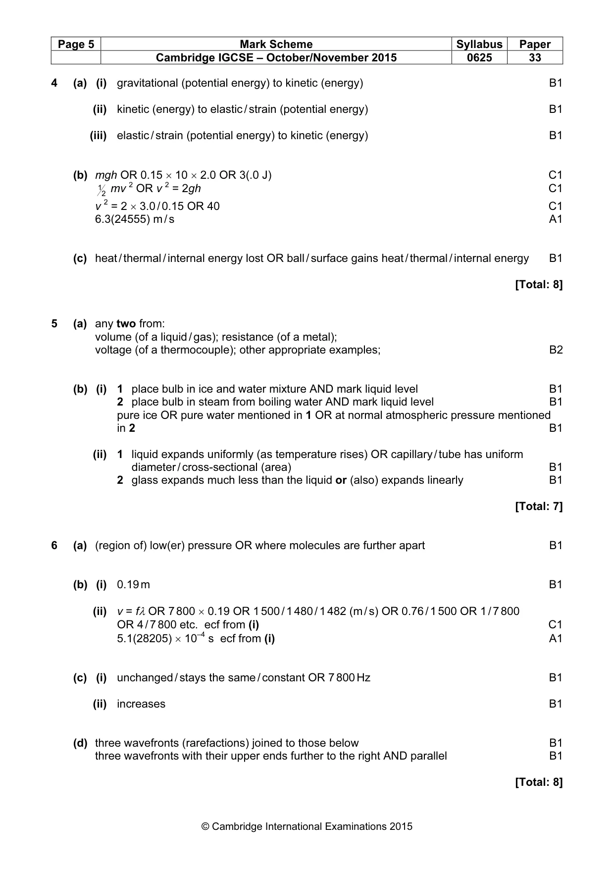 Mark scheme, page 5 of 7