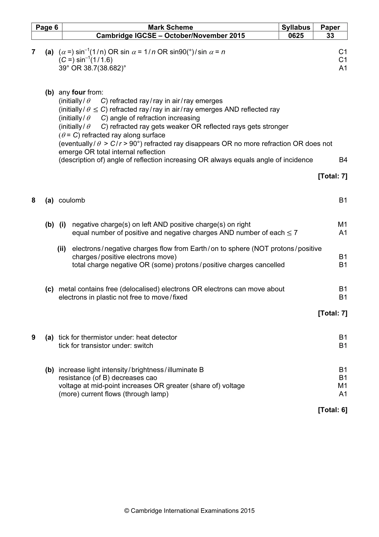 Mark scheme, page 6 of 7