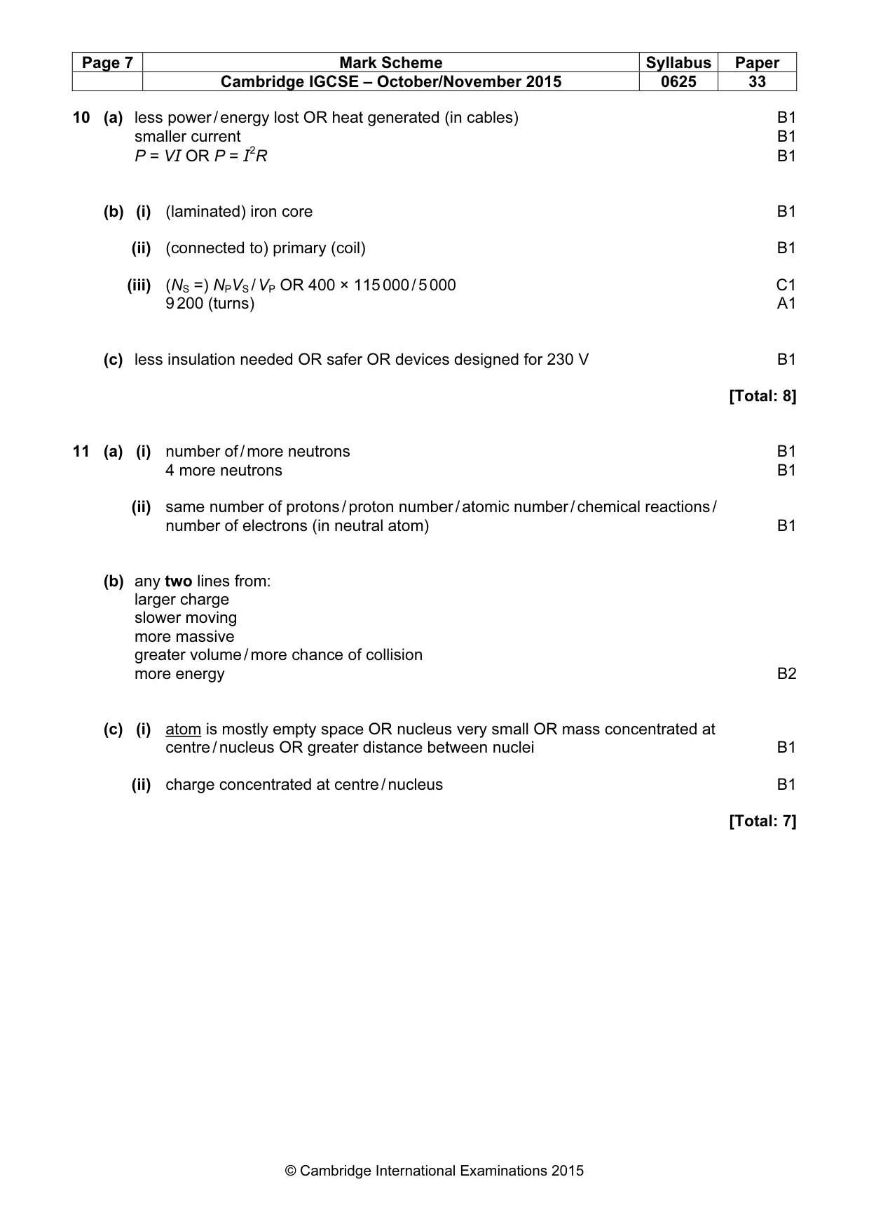 Mark scheme, page 7 of 7