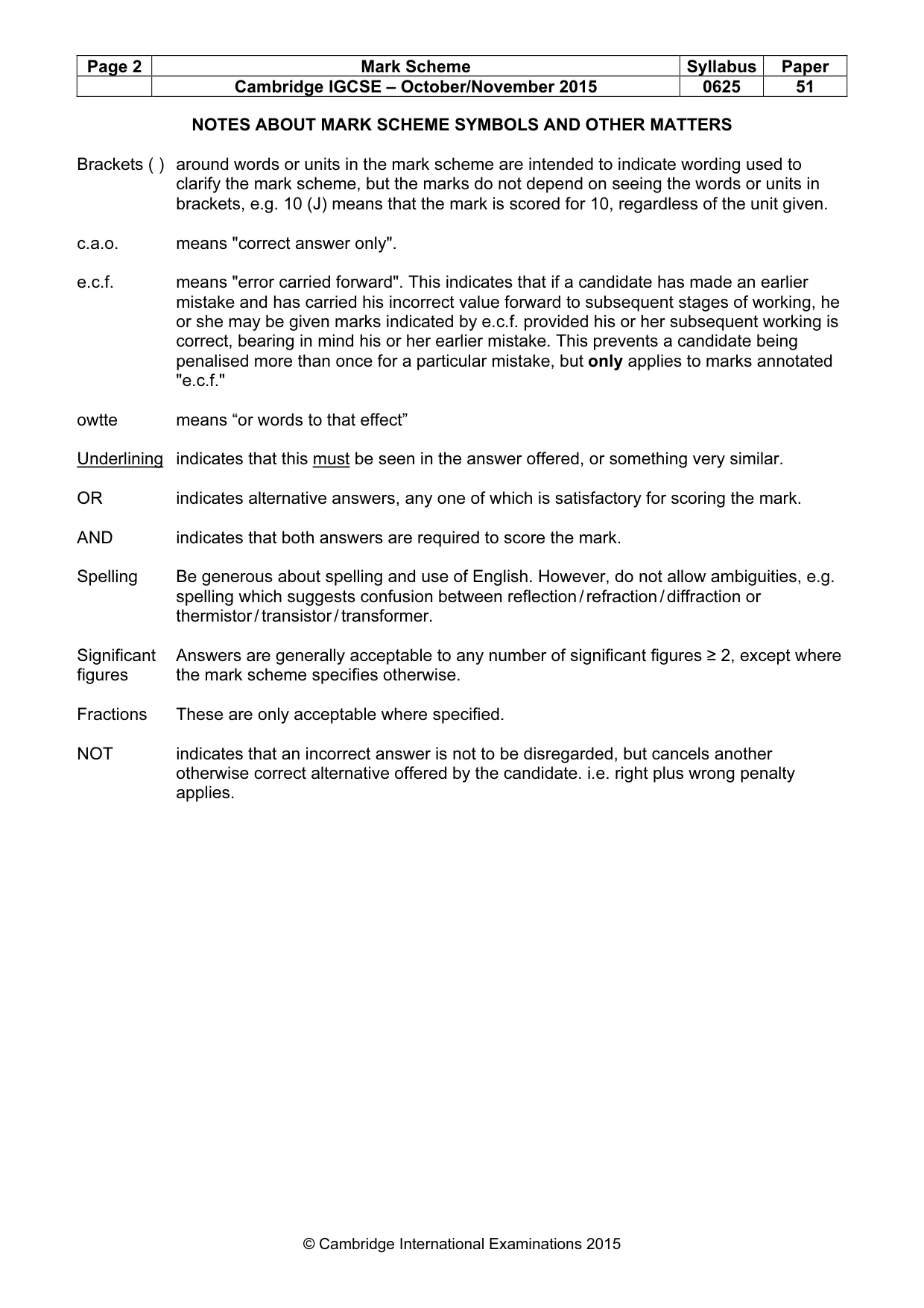 Mark scheme, page 2 of 4