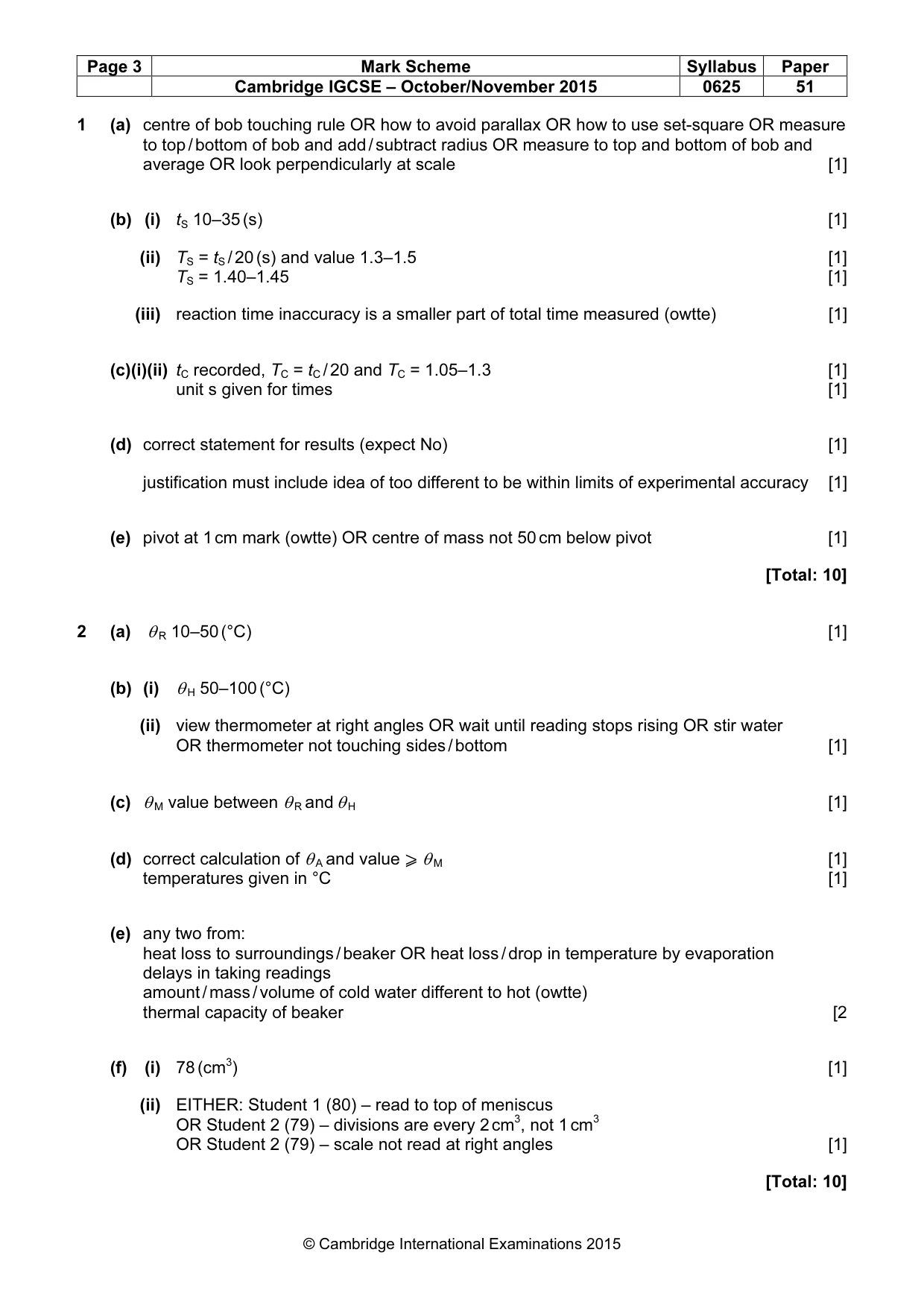 Mark scheme, page 3 of 4