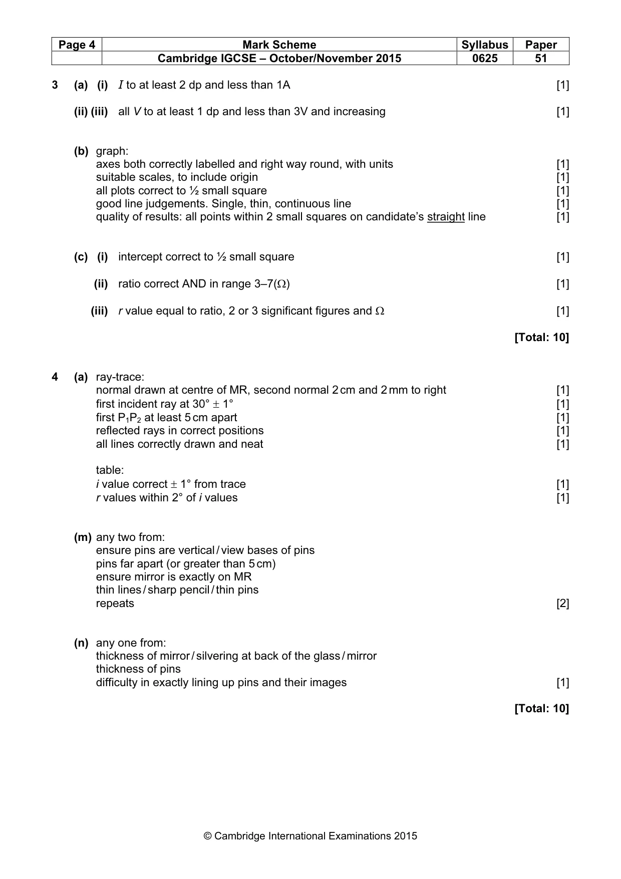 Mark scheme, page 4 of 4