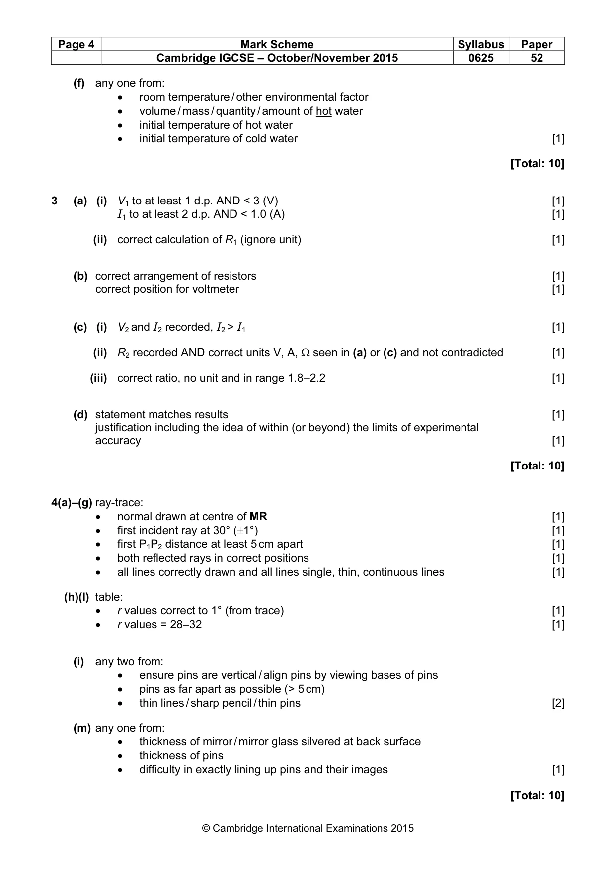 Mark scheme, page 4 of 4