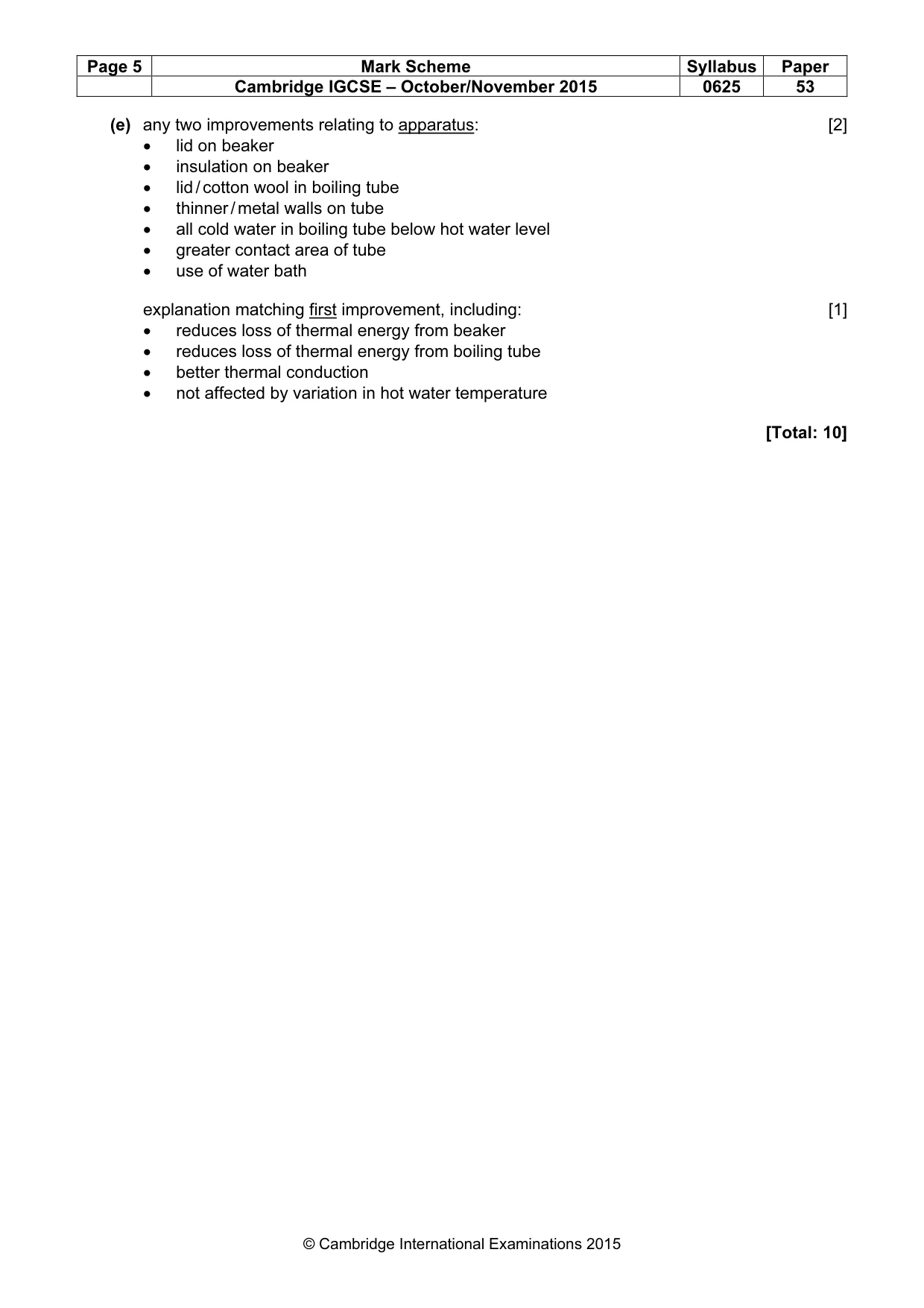 Mark scheme, page 5 of 5