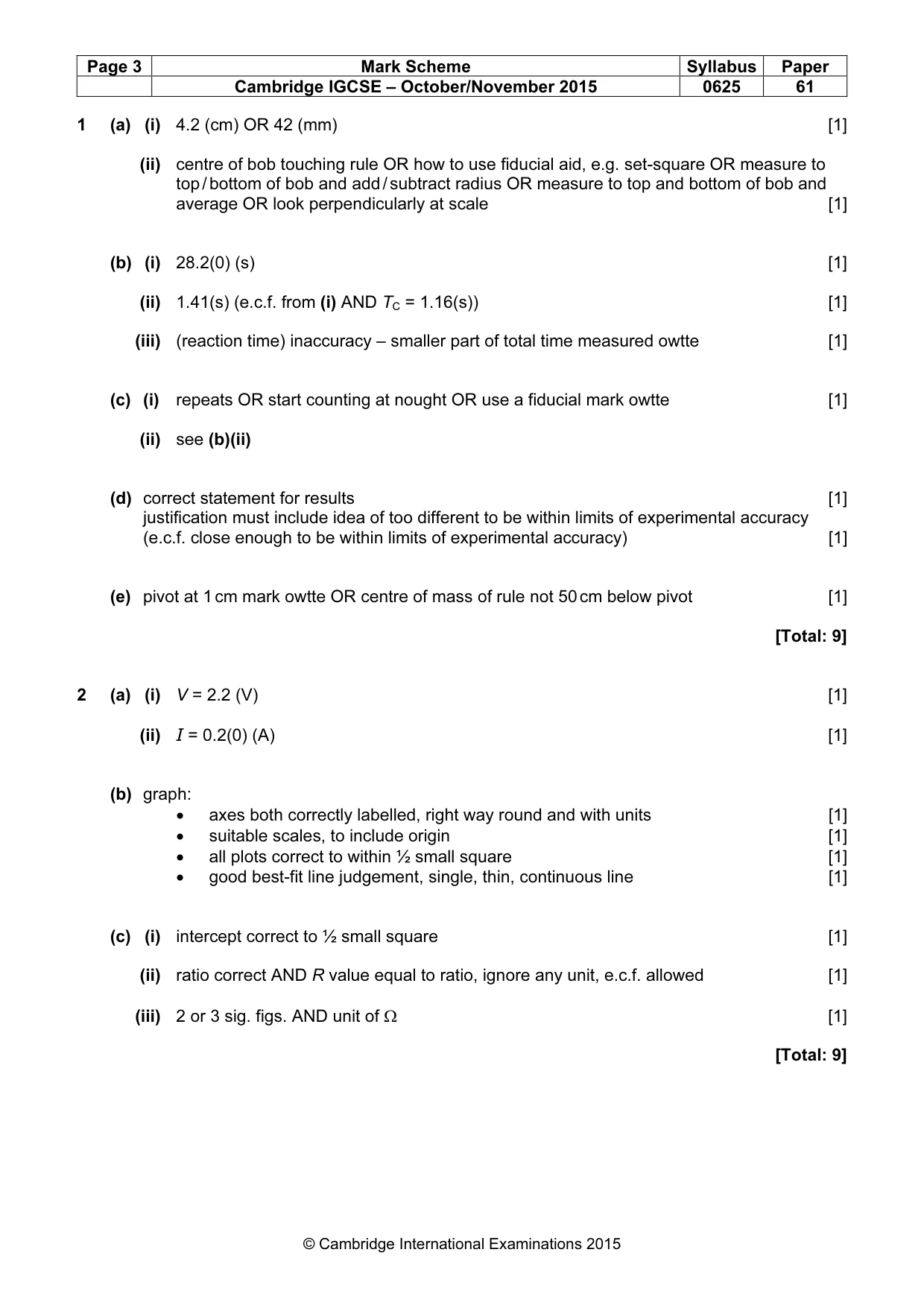 Mark scheme, page 3 of 5