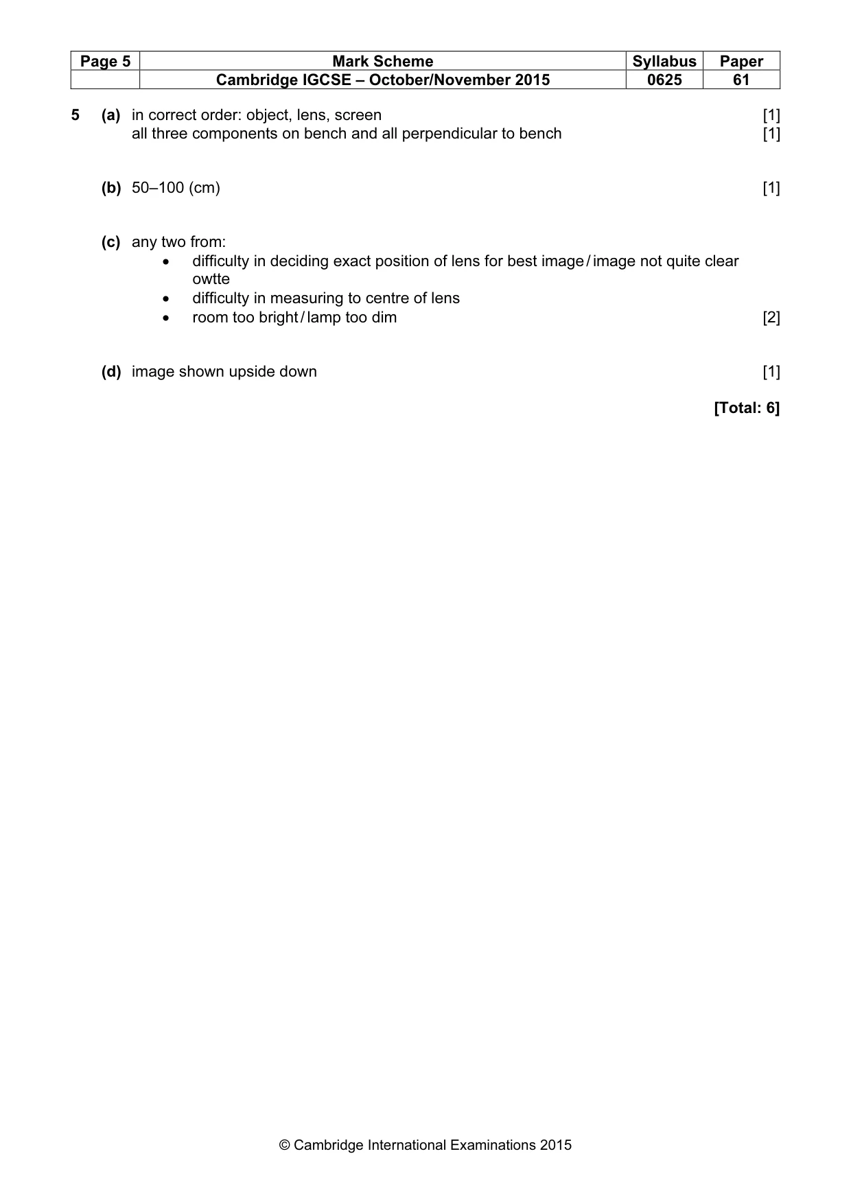 Mark scheme, page 5 of 5