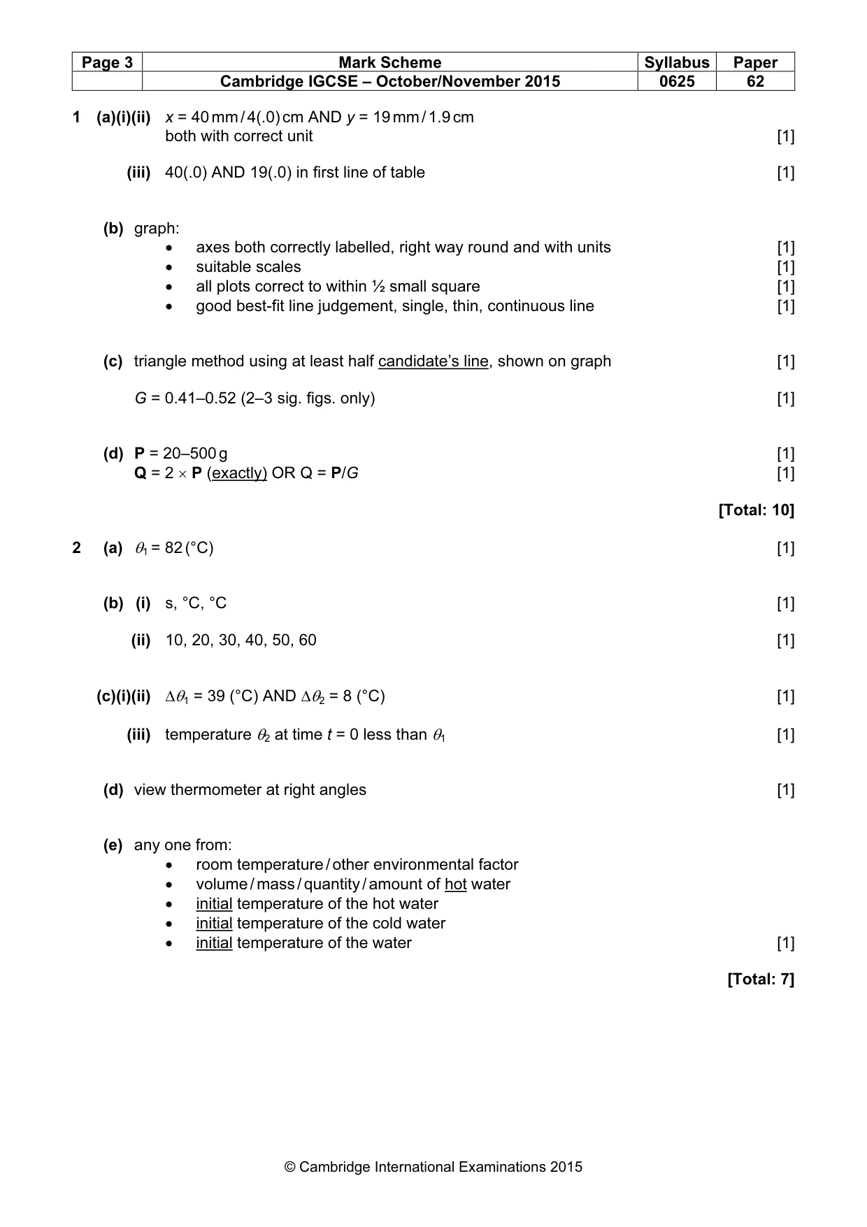 Mark scheme, page 3 of 5
