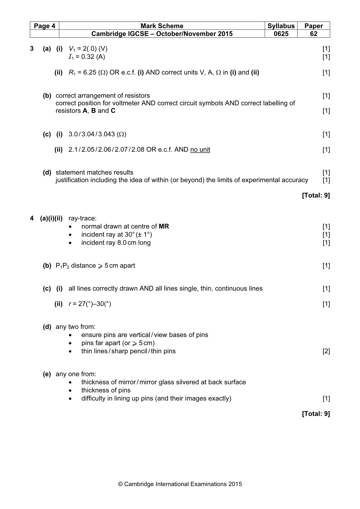 Mark scheme, page 4 of 5
