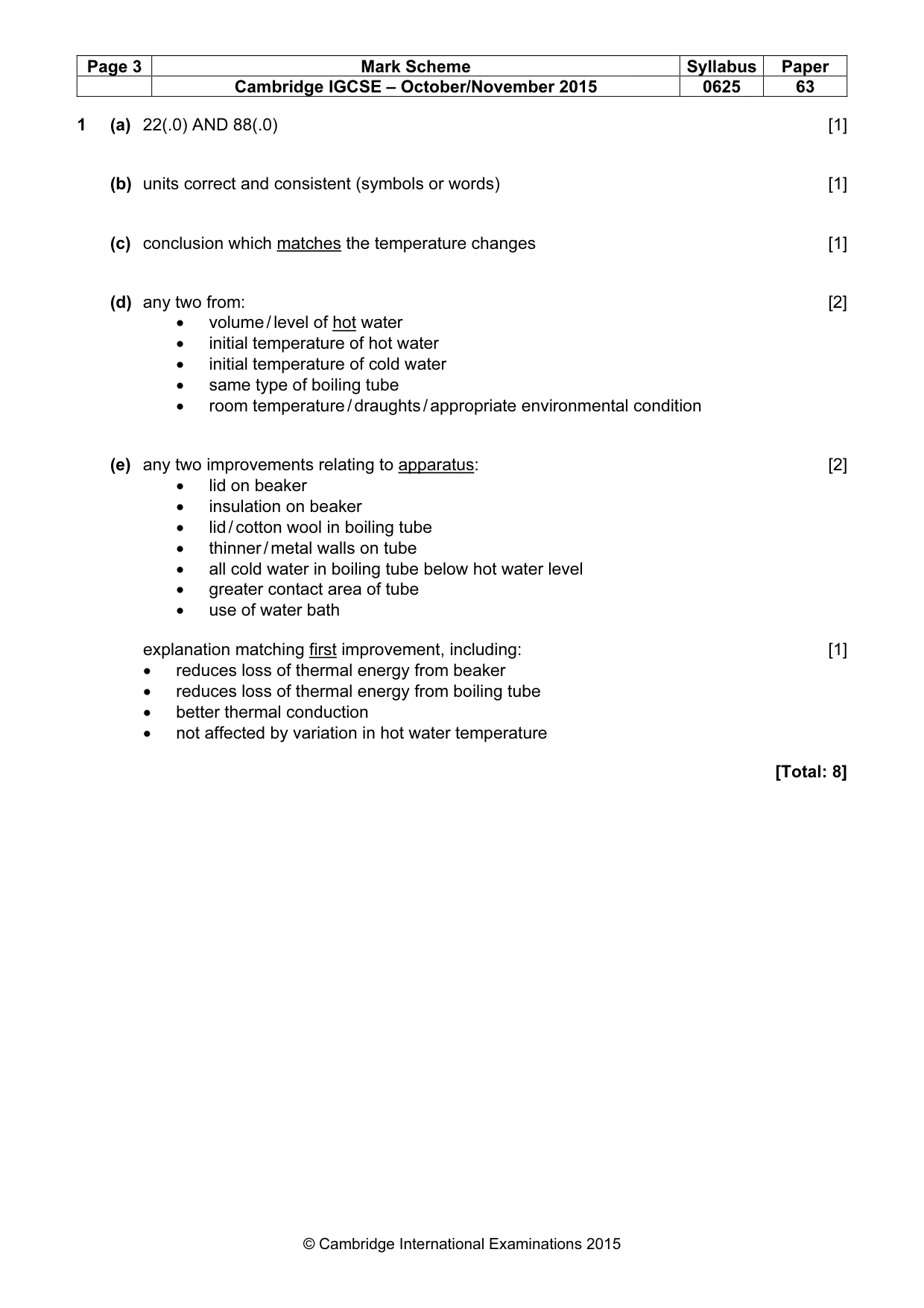 Mark scheme, page 3 of 5