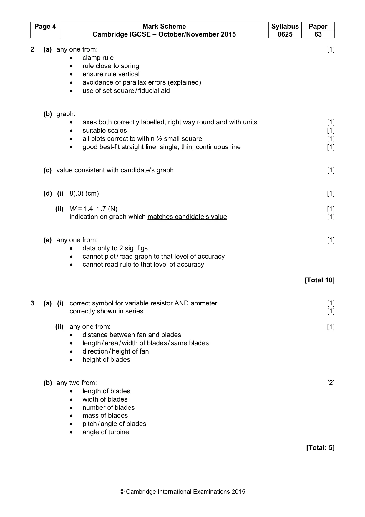 Mark scheme, page 4 of 5