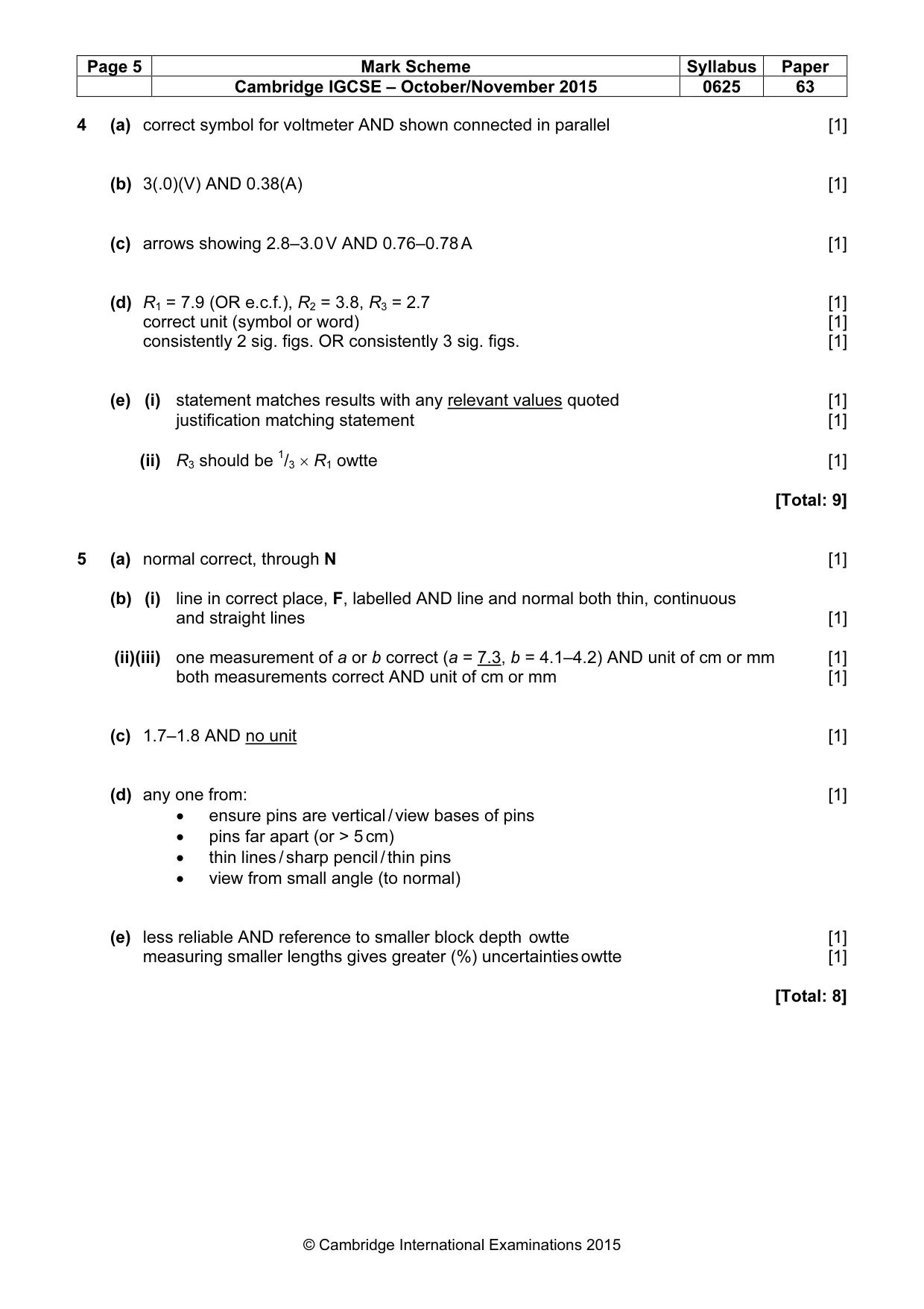 Mark scheme, page 5 of 5