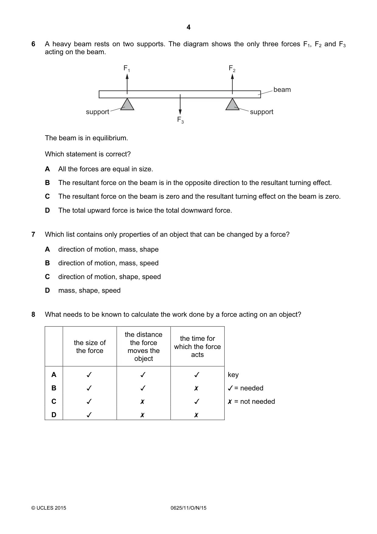 Cambridge IGCSE Physics 0625 2015 Oct/Nov Paper 1 · Variant 1 question paper, page 4 of 16