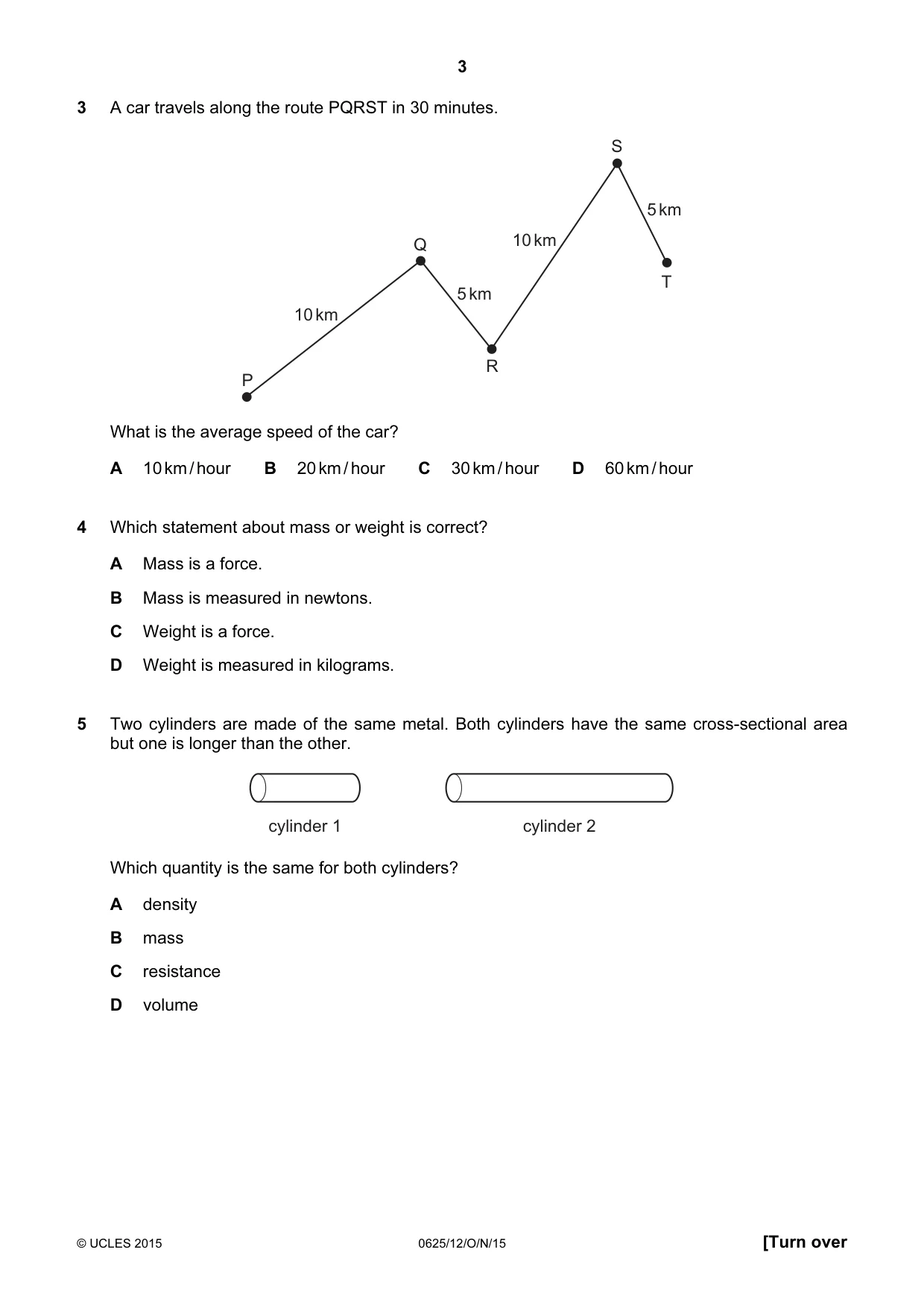 Cambridge IGCSE Physics 0625 2015 Oct/Nov Paper 1 · Variant 2 question paper, page 3 of 20