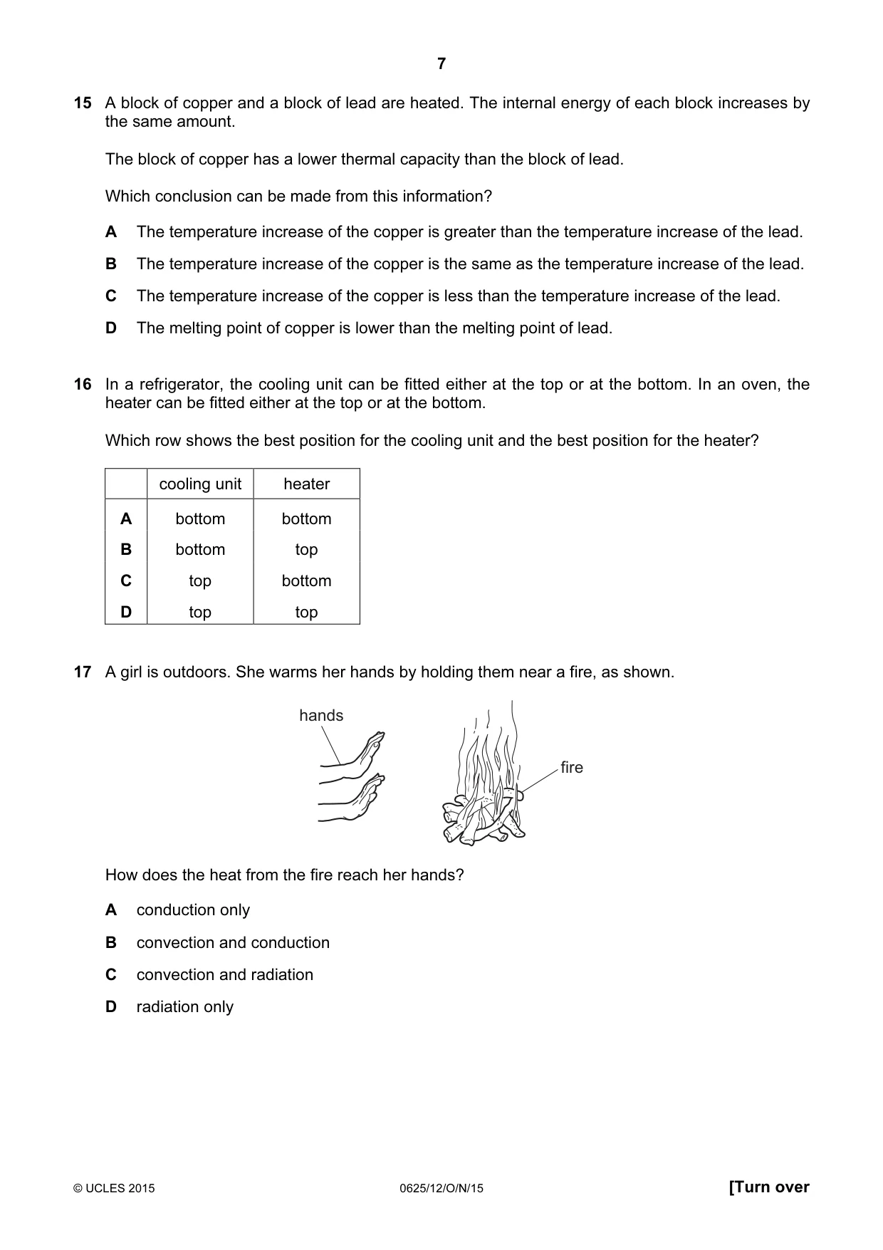 Cambridge IGCSE Physics 0625 2015 Oct/Nov Paper 1 · Variant 2 question paper, page 7 of 20