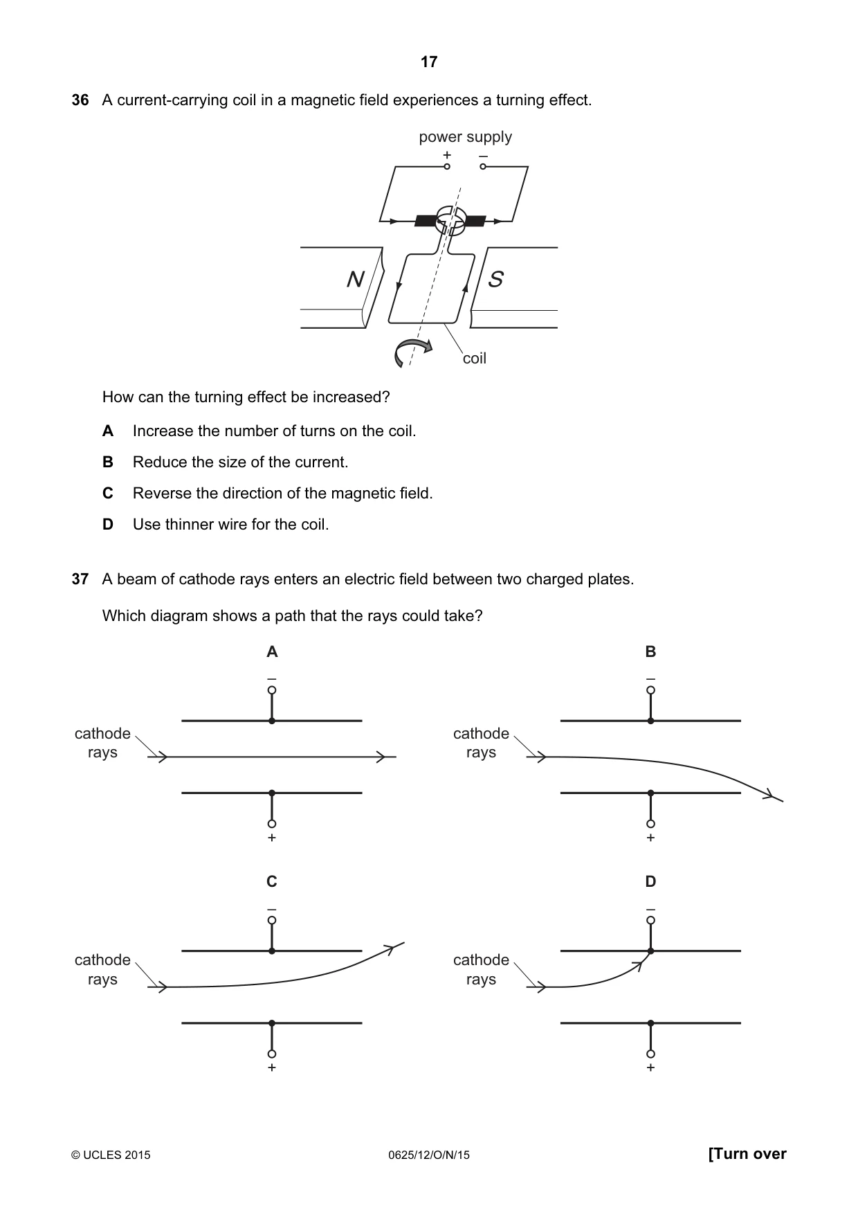 Cambridge IGCSE Physics 0625 2015 Oct/Nov Paper 1 · Variant 2 question paper, page 17 of 20