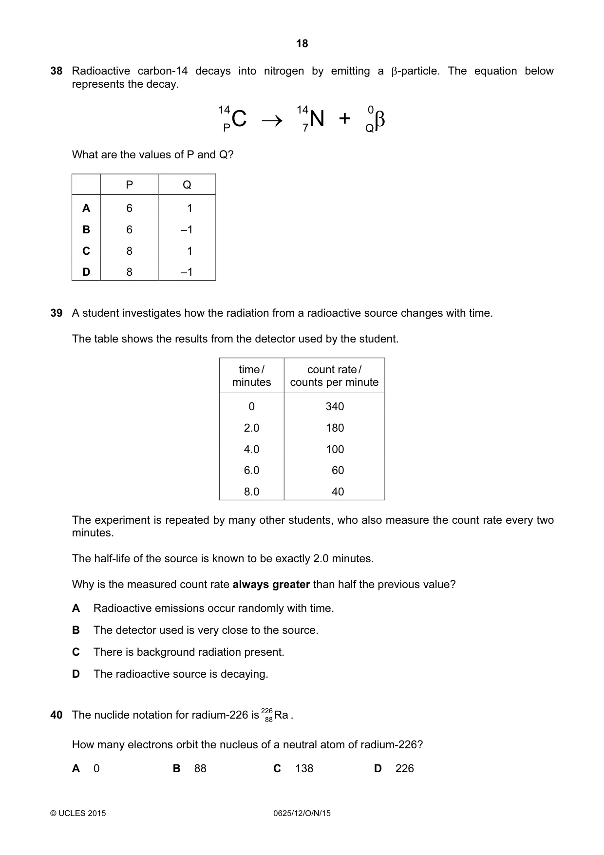 Cambridge IGCSE Physics 0625 2015 Oct/Nov Paper 1 · Variant 2 question paper, page 18 of 20