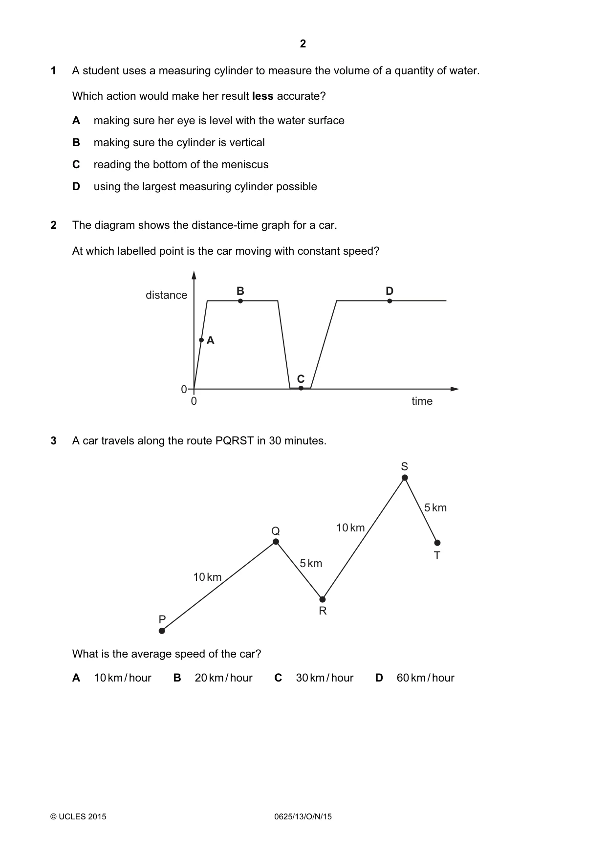 Cambridge IGCSE Physics 0625 2015 Oct/Nov Paper 1 · Variant 3 question paper, page 2 of 16