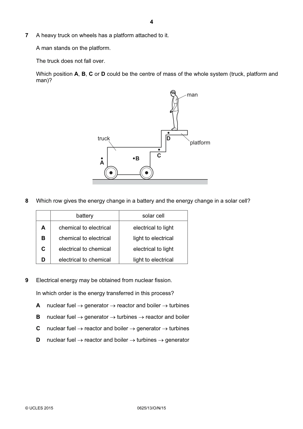 Cambridge IGCSE Physics 0625 2015 Oct/Nov Paper 1 · Variant 3 question paper, page 4 of 16