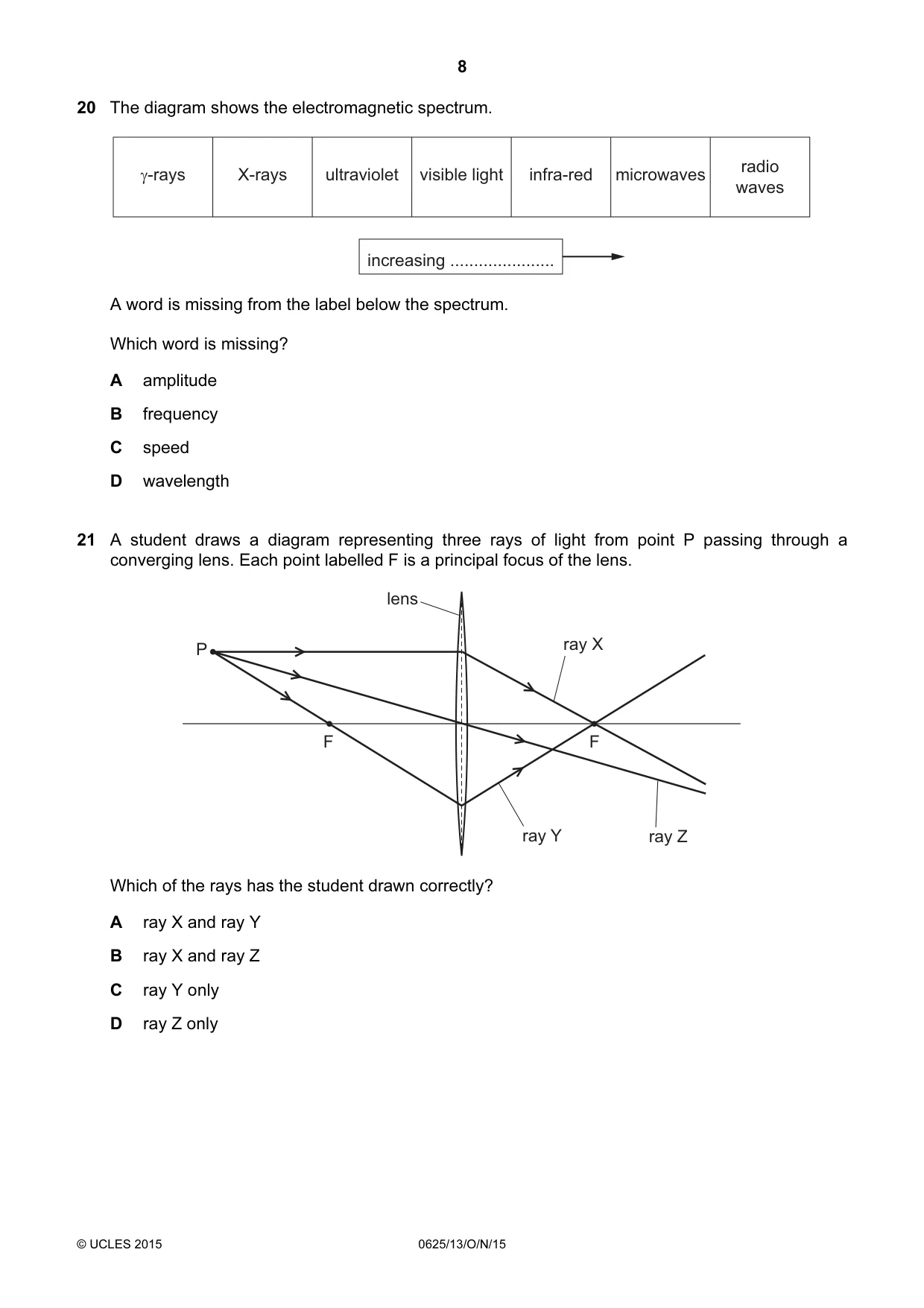 Cambridge IGCSE Physics 0625 2015 Oct/Nov Paper 1 · Variant 3 question paper, page 8 of 16