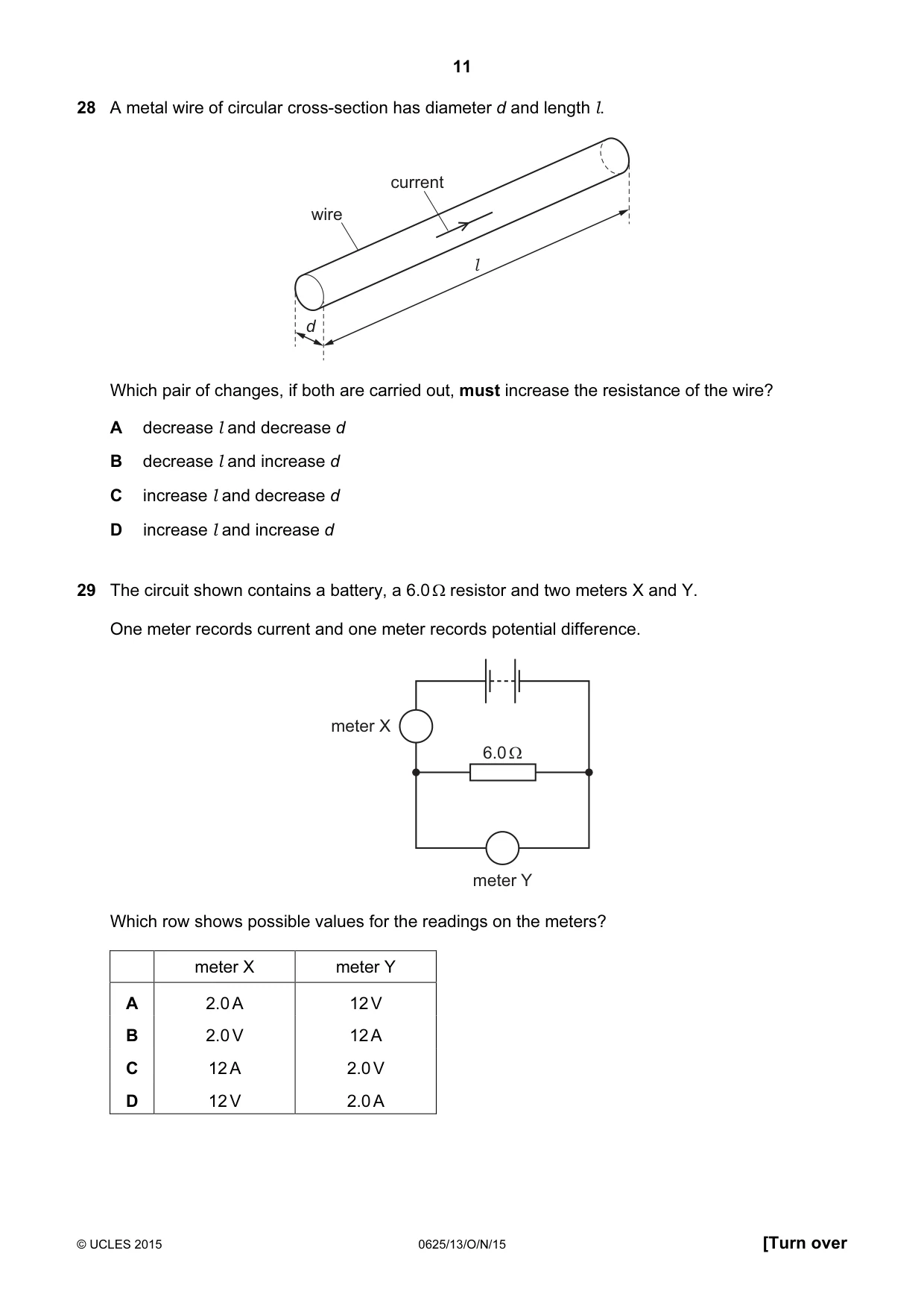 Cambridge IGCSE Physics 0625 2015 Oct/Nov Paper 1 · Variant 3 question paper, page 11 of 16