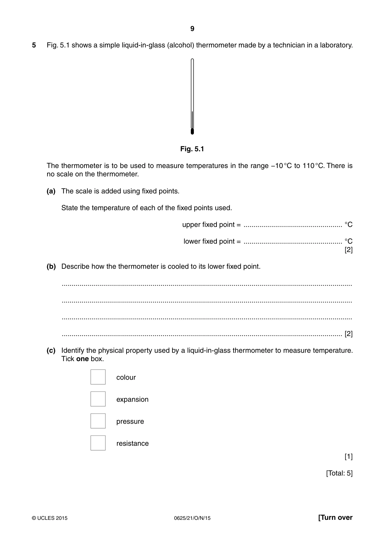 Cambridge IGCSE Physics 0625 2015 Oct/Nov Paper 2 · Variant 1 question paper, page 9 of 24